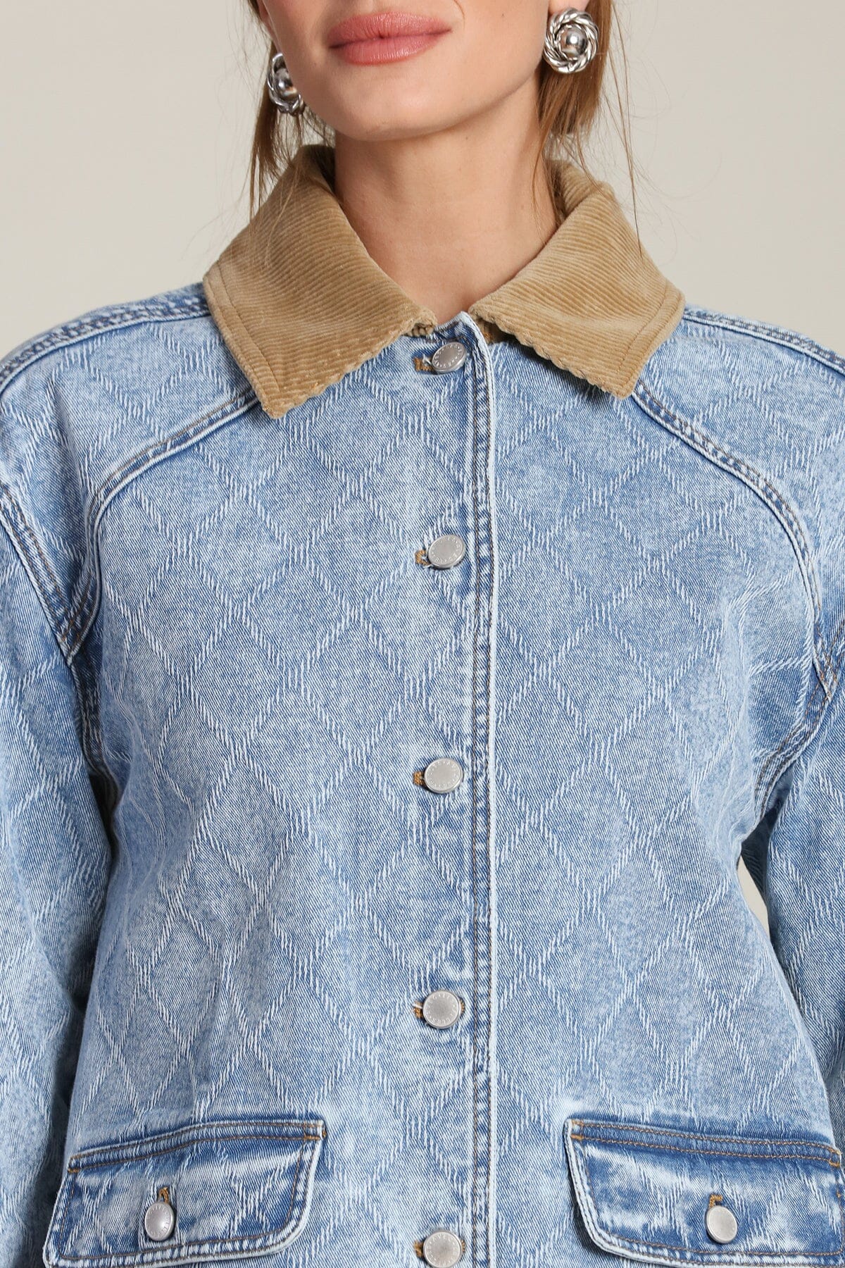 Diamond Quilted Denim Barn Jacket - Image 7