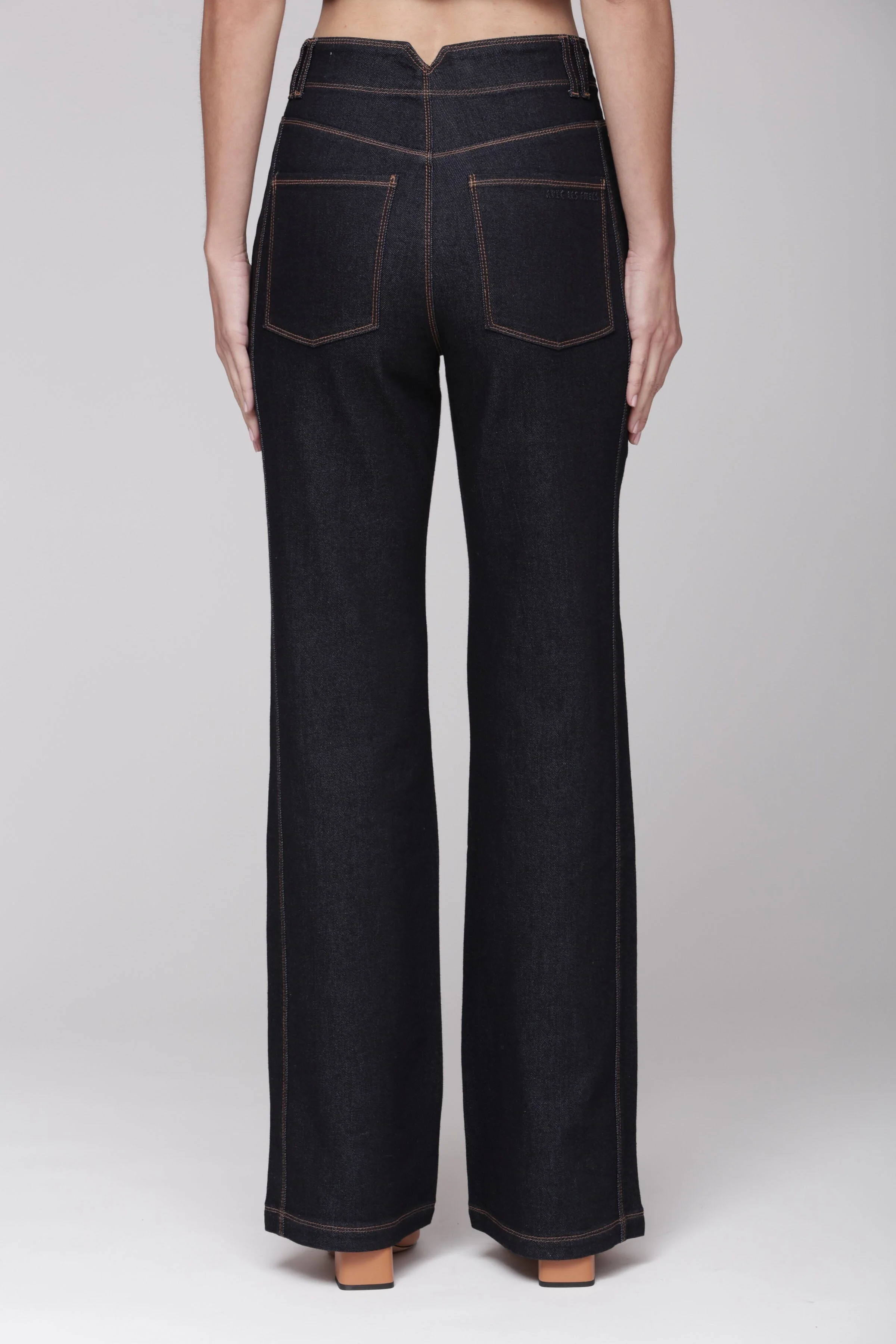 Contrast Seam Flare Jeans - Image 5