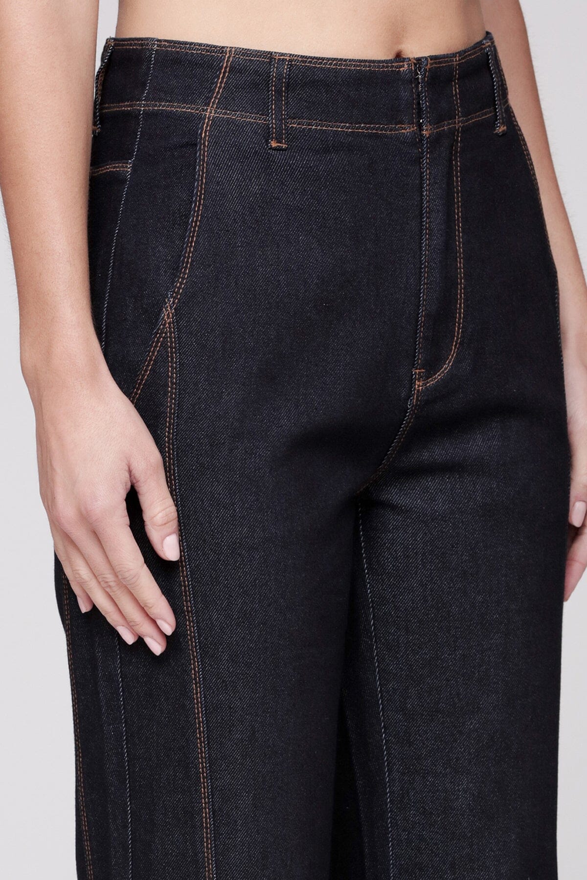 Contrast Seam Flare Jeans - Image 6