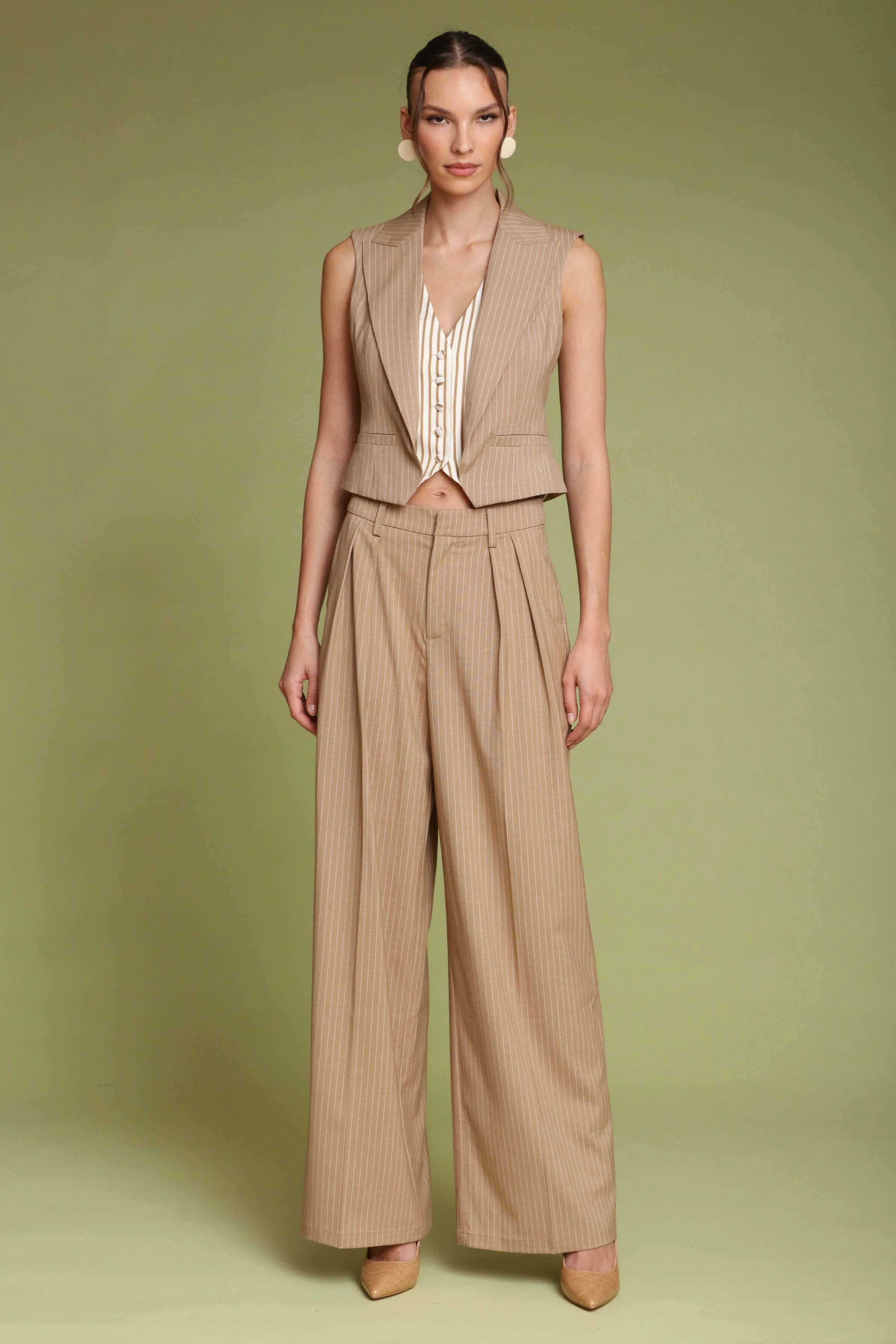 Pinstripe Wide Leg Trouser - Image 3