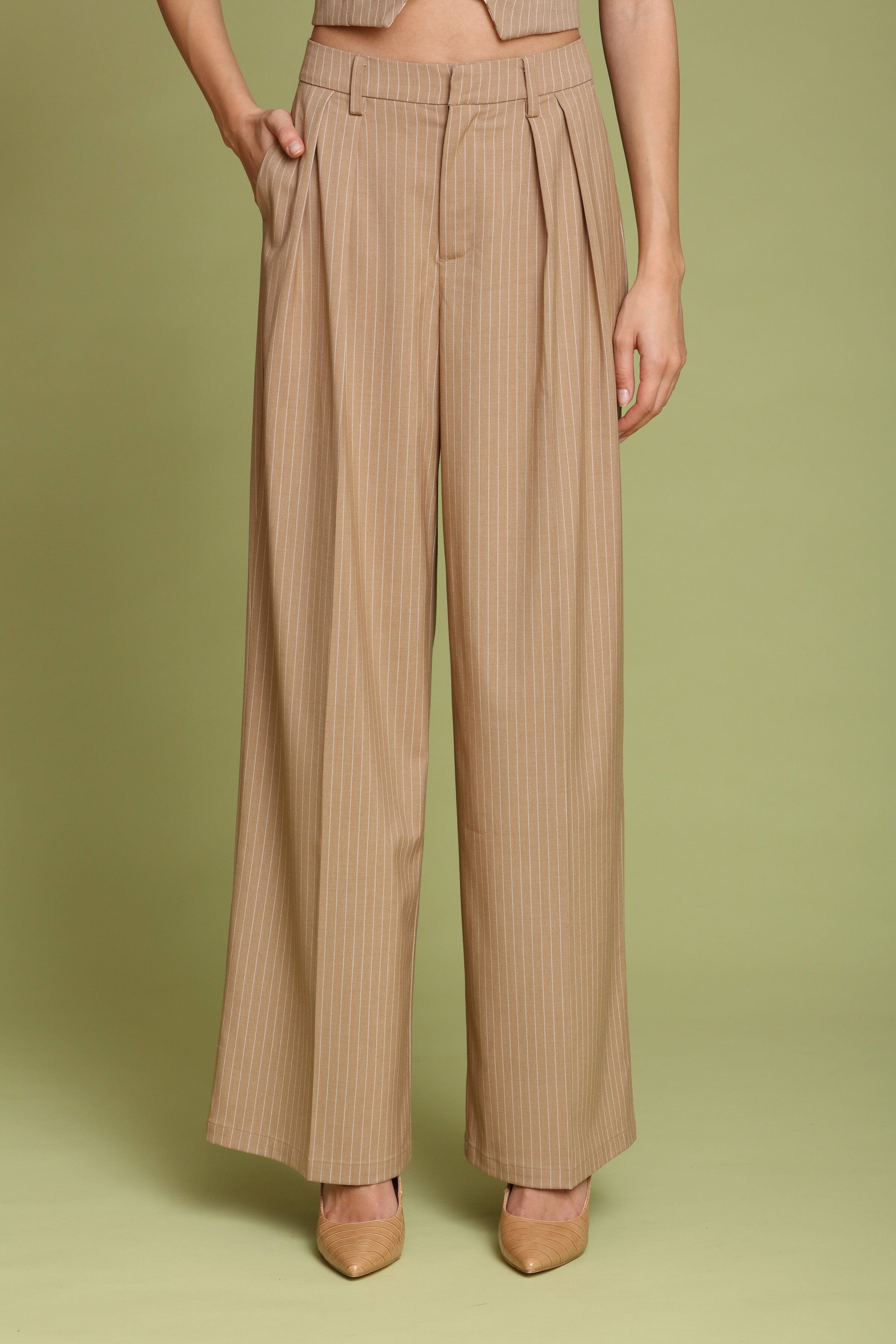 Pinstripe Wide Leg Trouser - Image 4