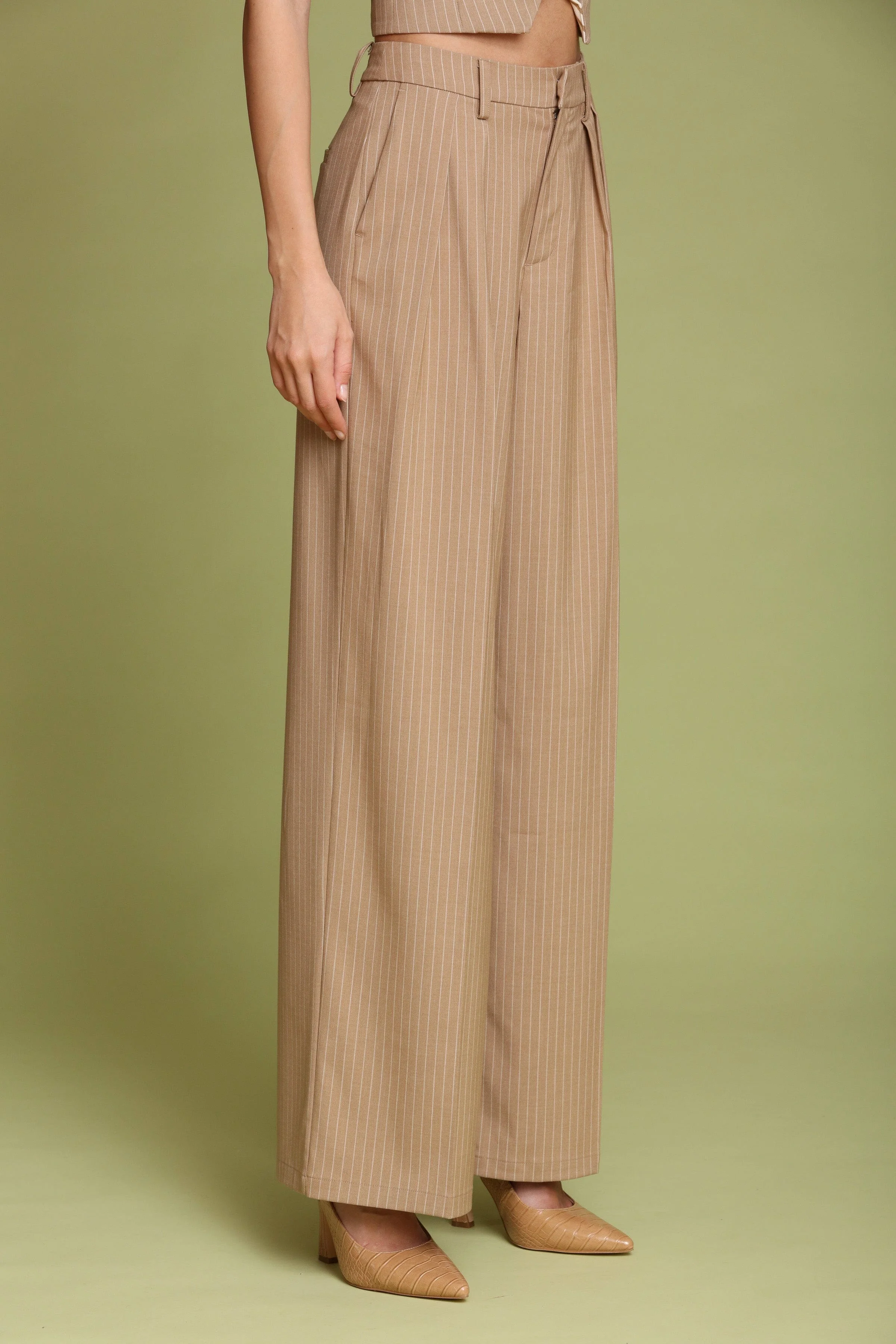 Pinstripe Wide Leg Trouser - Image 5