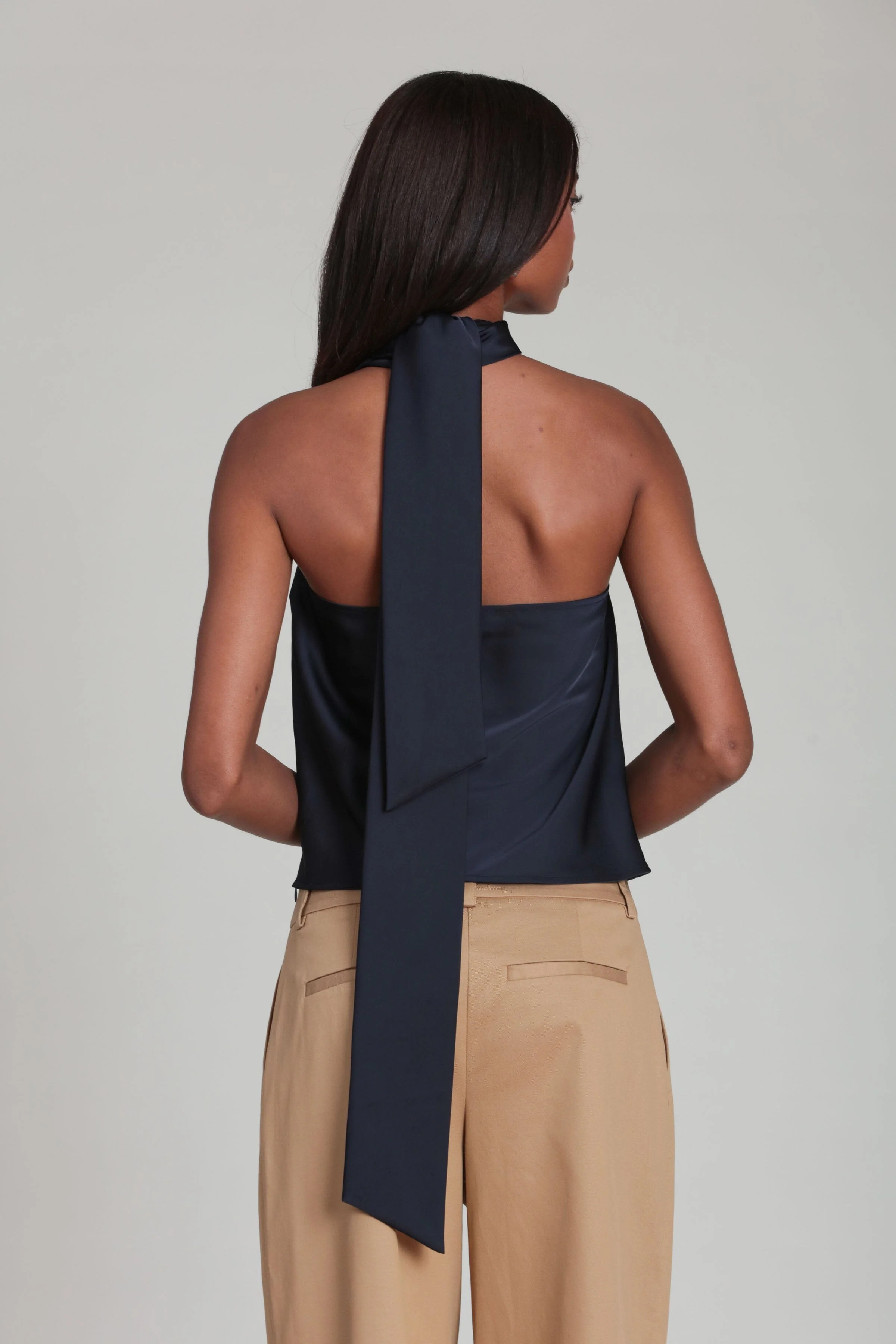 Satin Scarf Tie Halter Top - Image 3