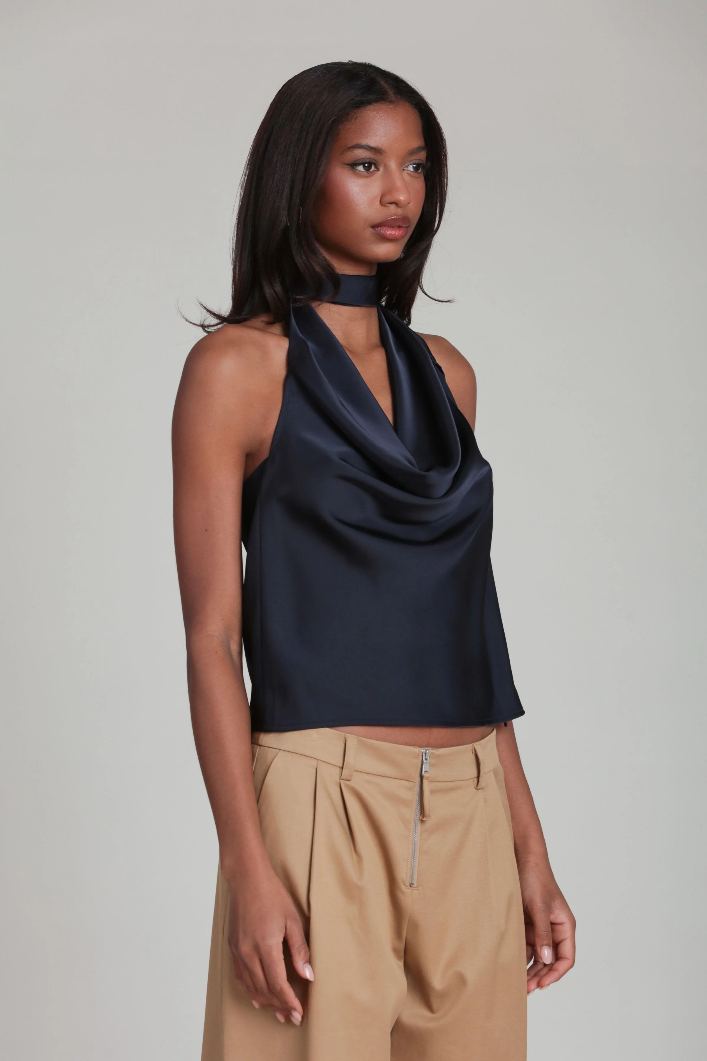 Satin Scarf Tie Halter Top - Image 6