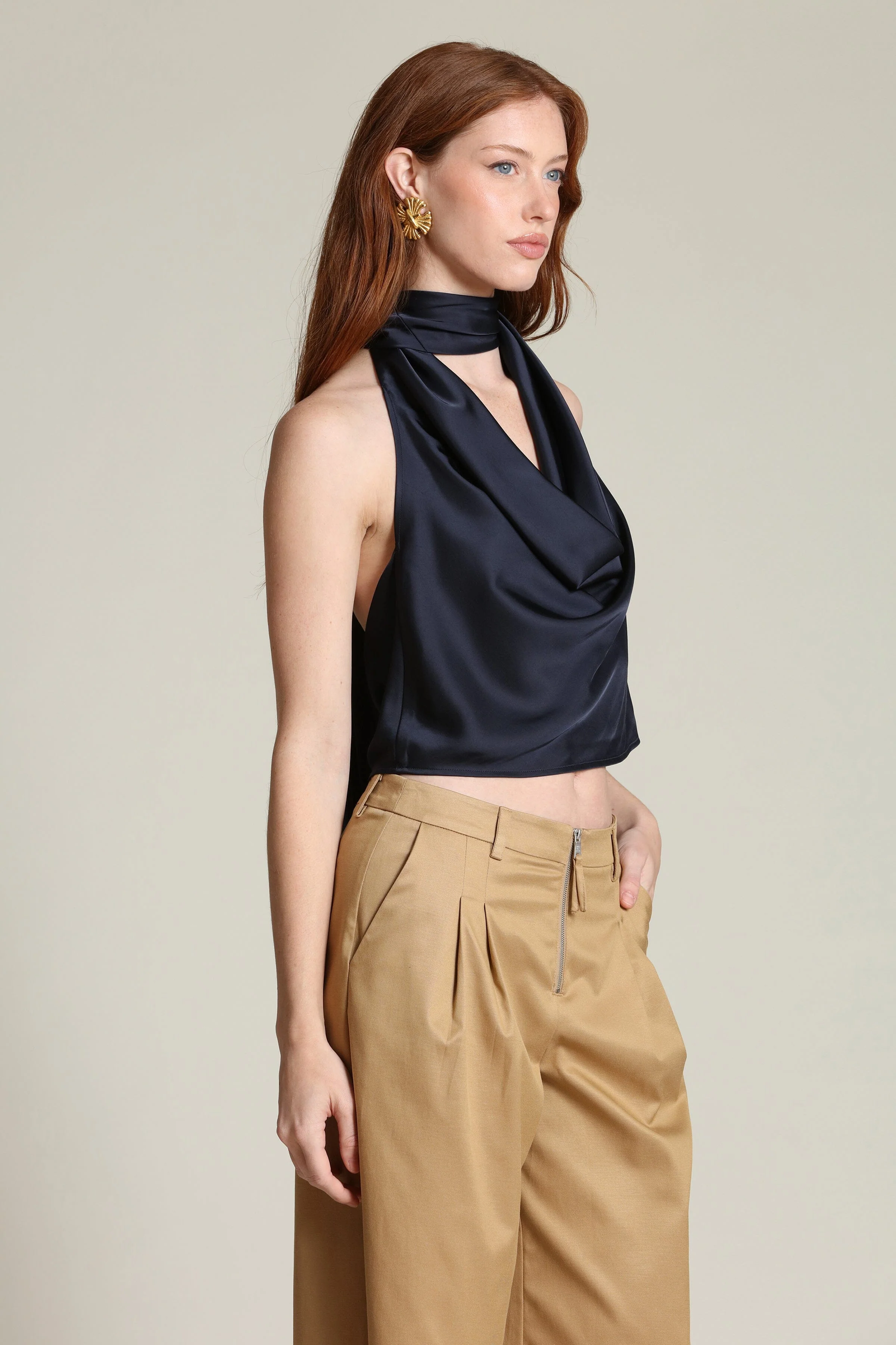 Satin Scarf Tie Halter Top - Image 9