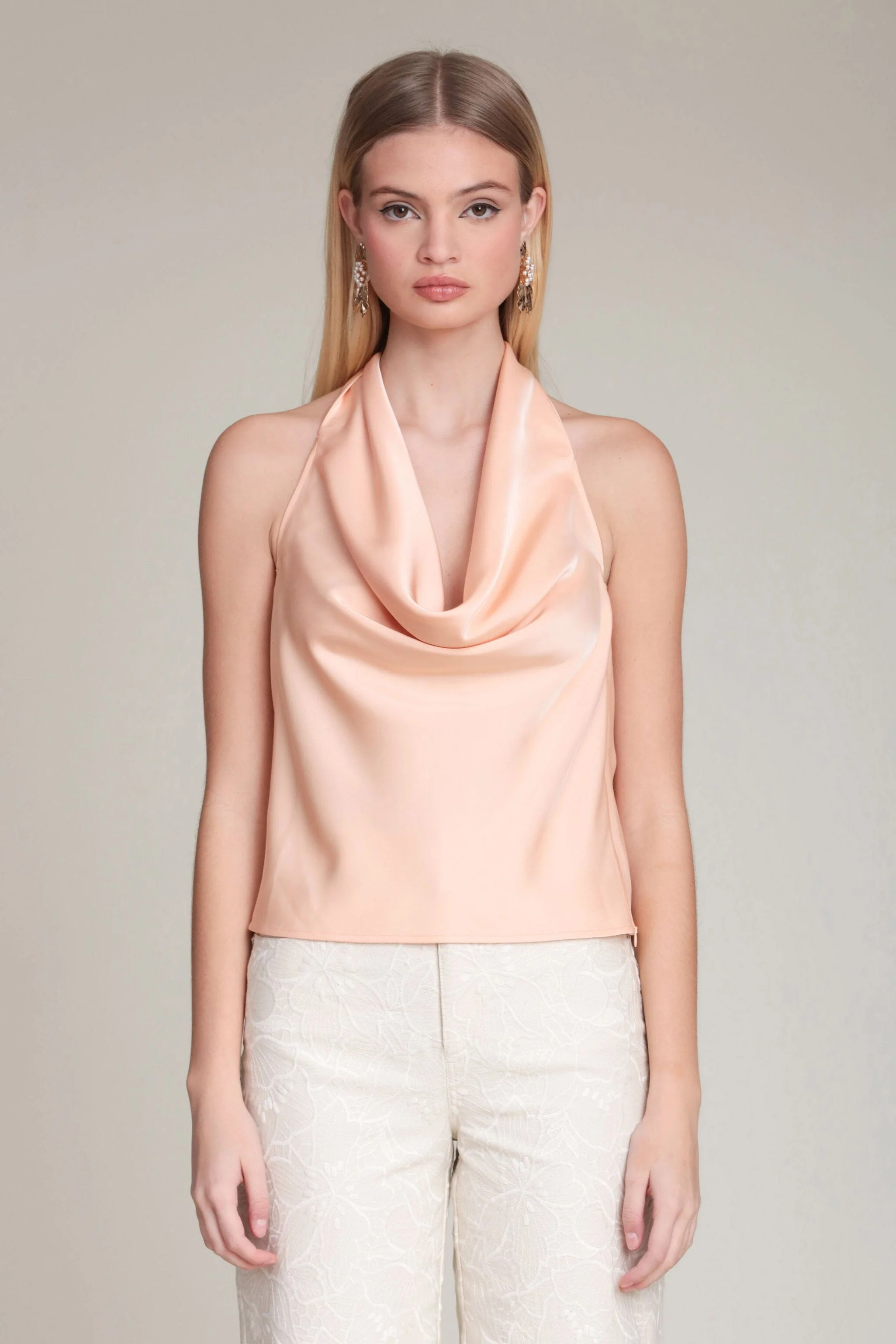 Satin Scarf Tie Halter Top - Image 3