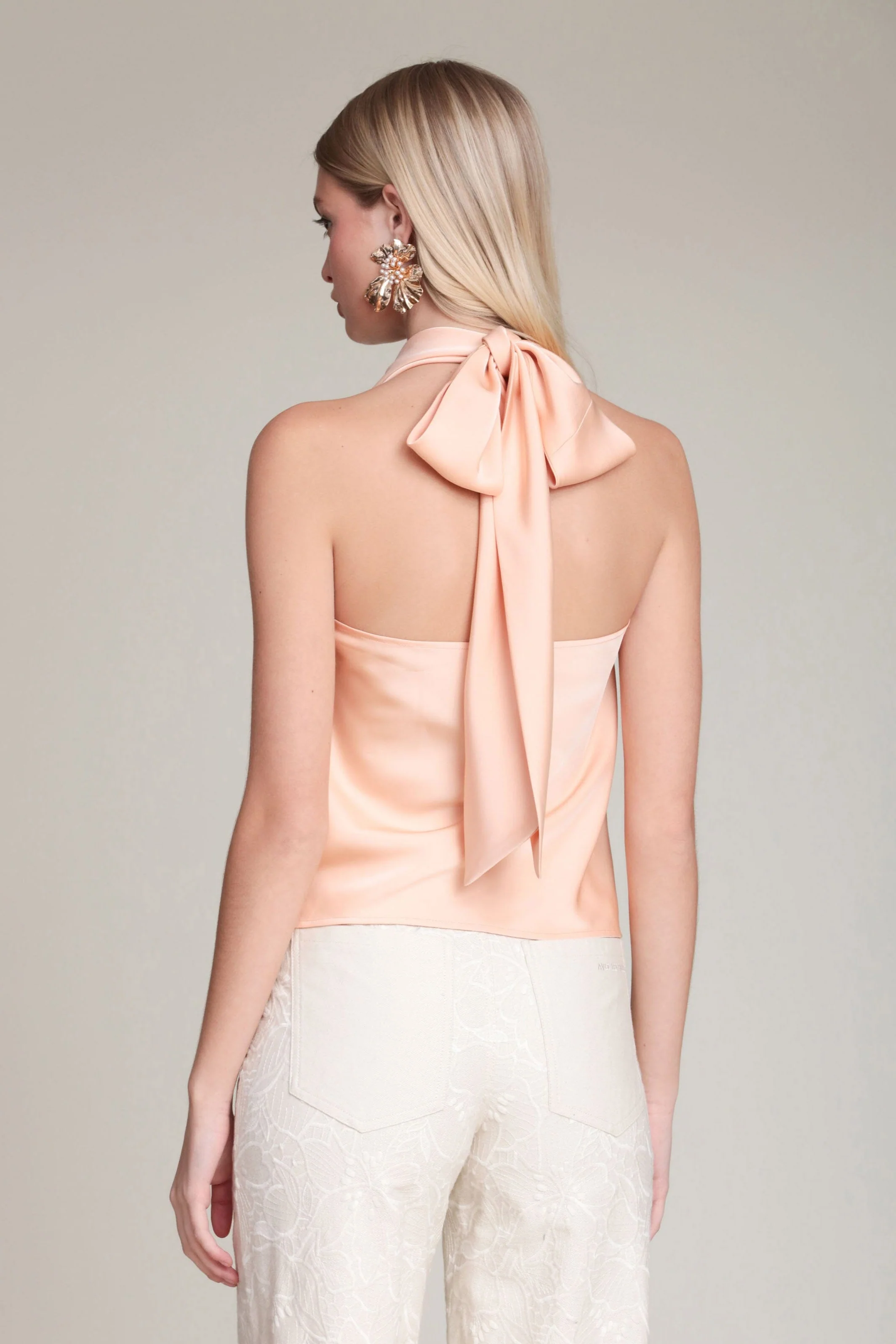 Satin Scarf Tie Halter Top - Image 5