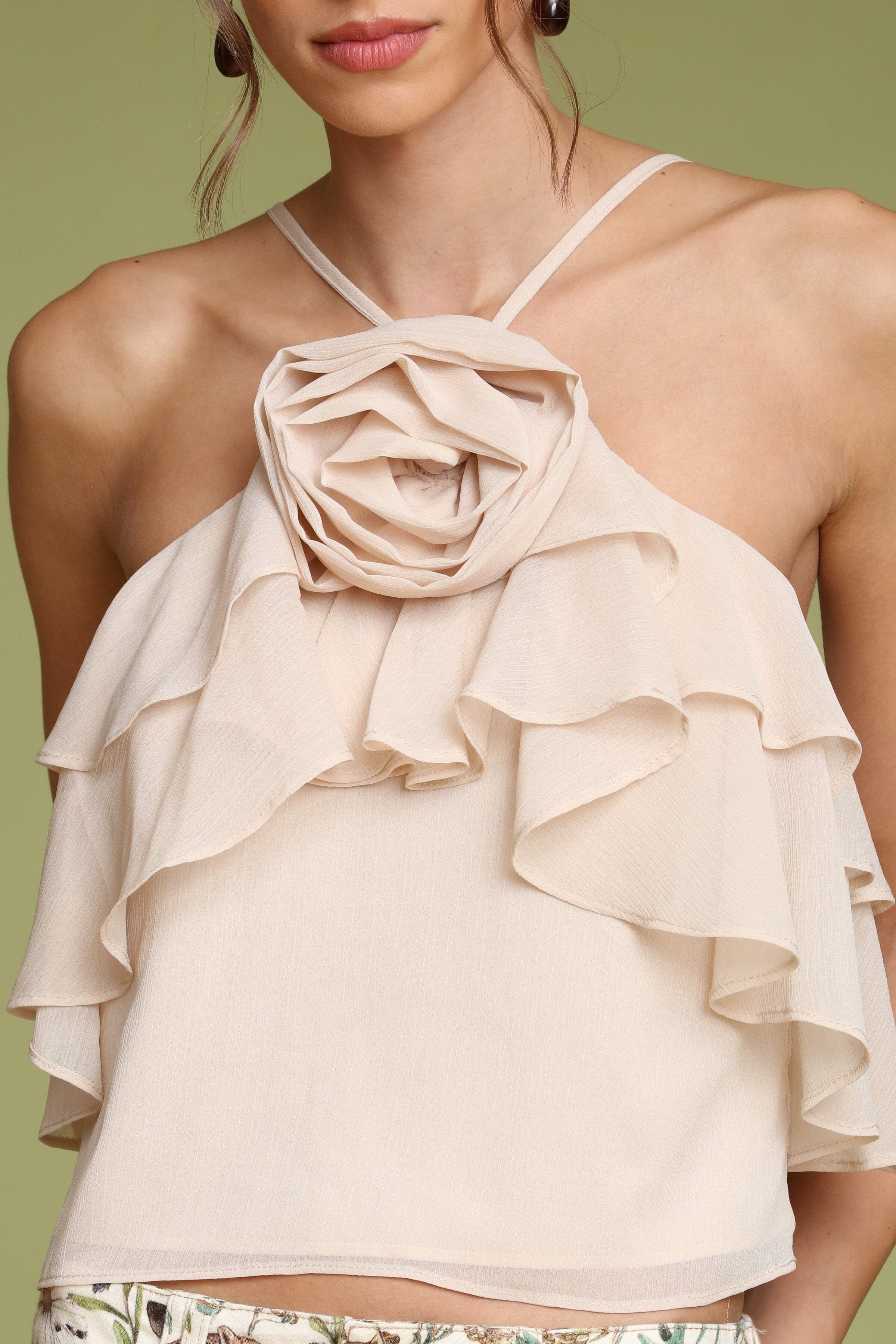 Rosette Ruffle Halter Top - Image 6