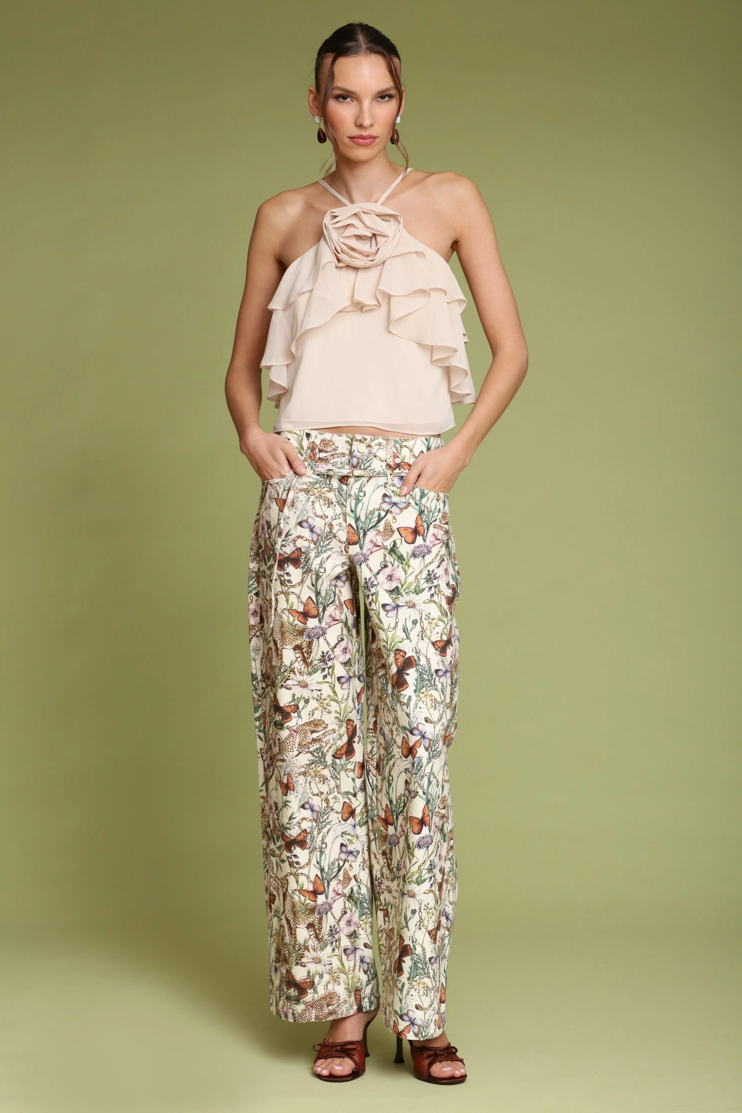 Rosette Ruffle Halter Top - Image 8