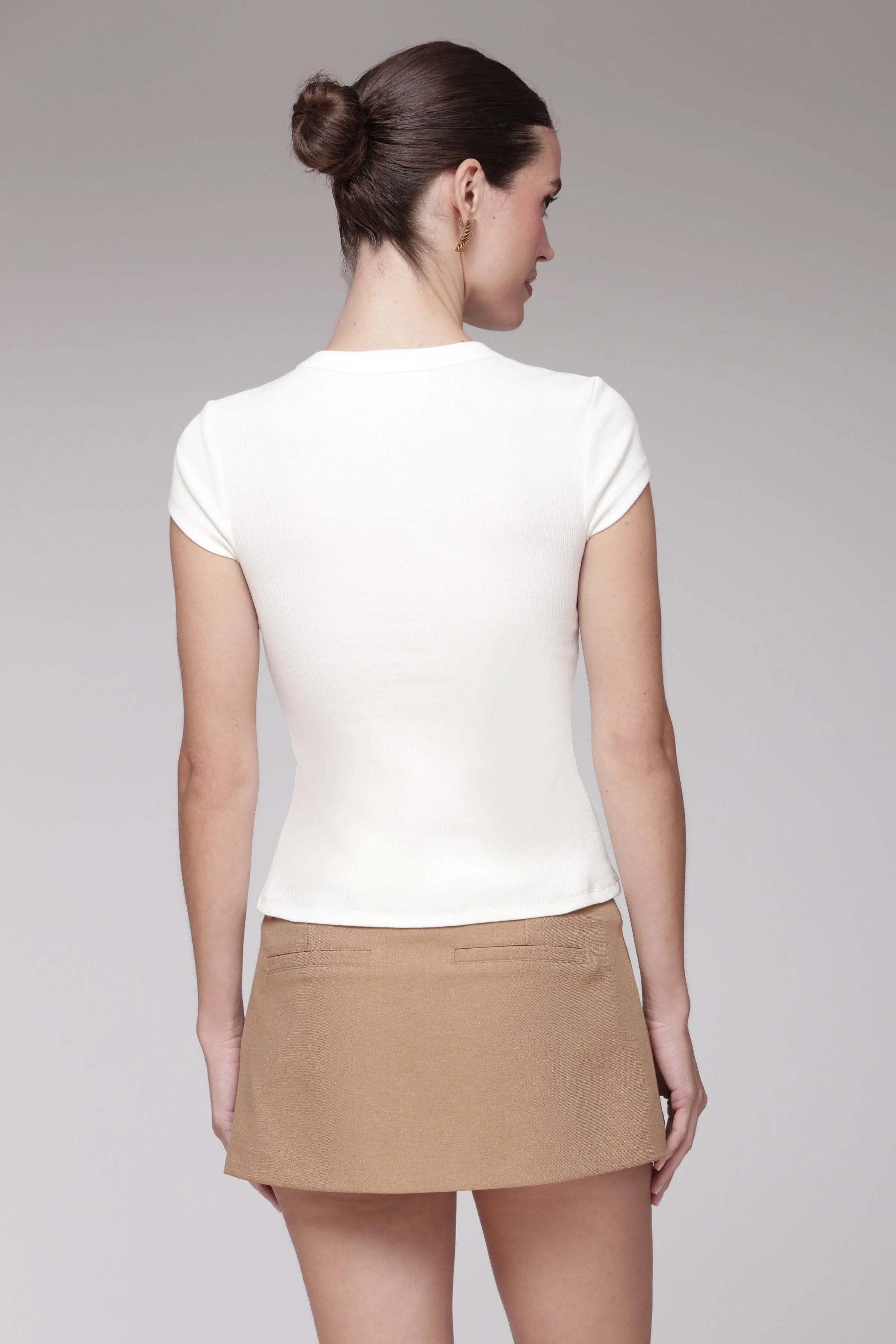 Flower Button Cotton T-Shirt - Image 5