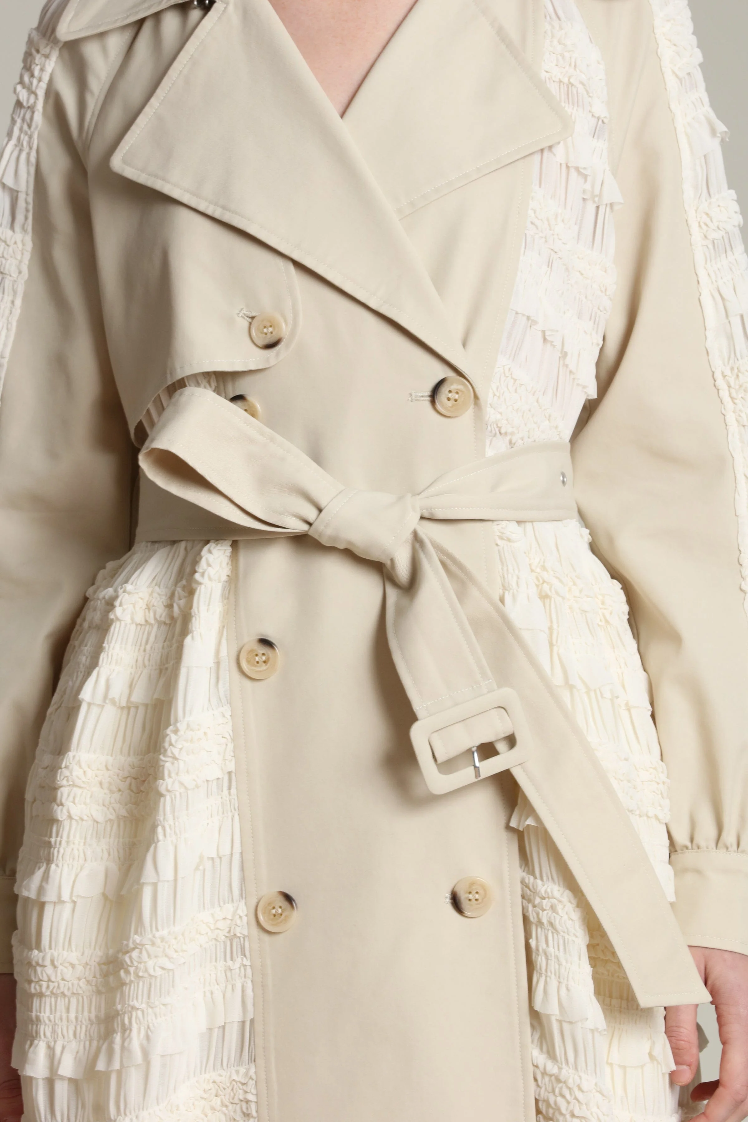 Mixed Media Chiffon Trench Coat - Image 8