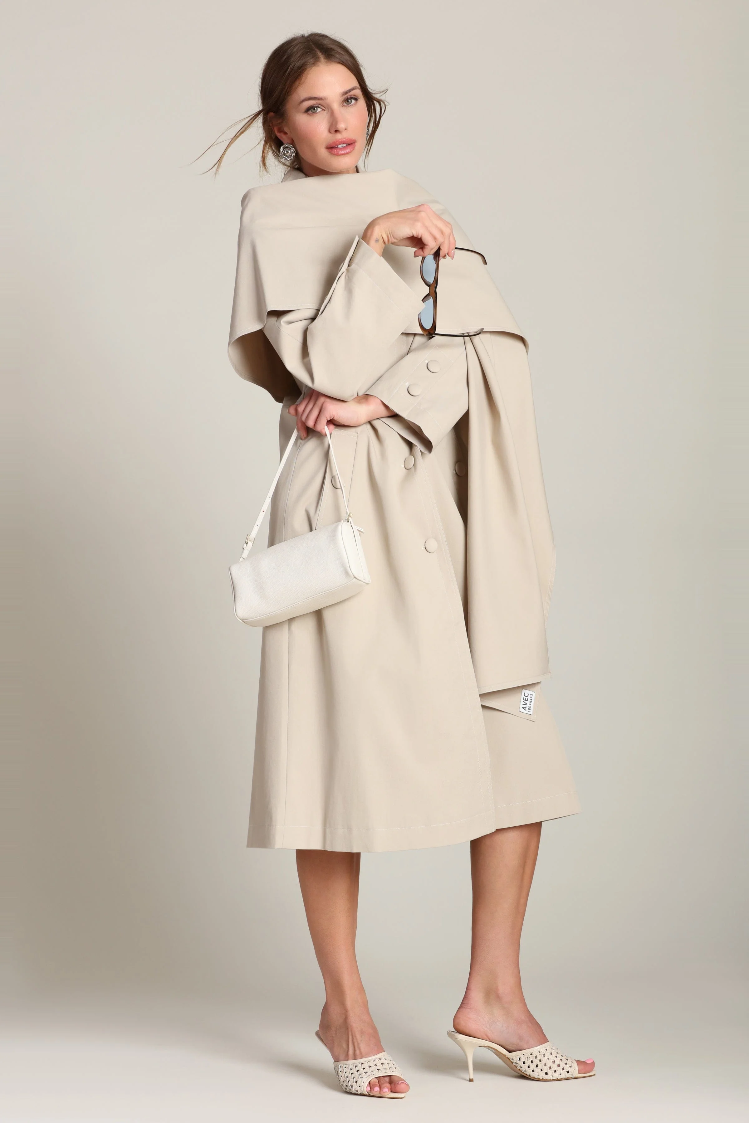 Cotton Blend Scarf Trench Coat - Image 10