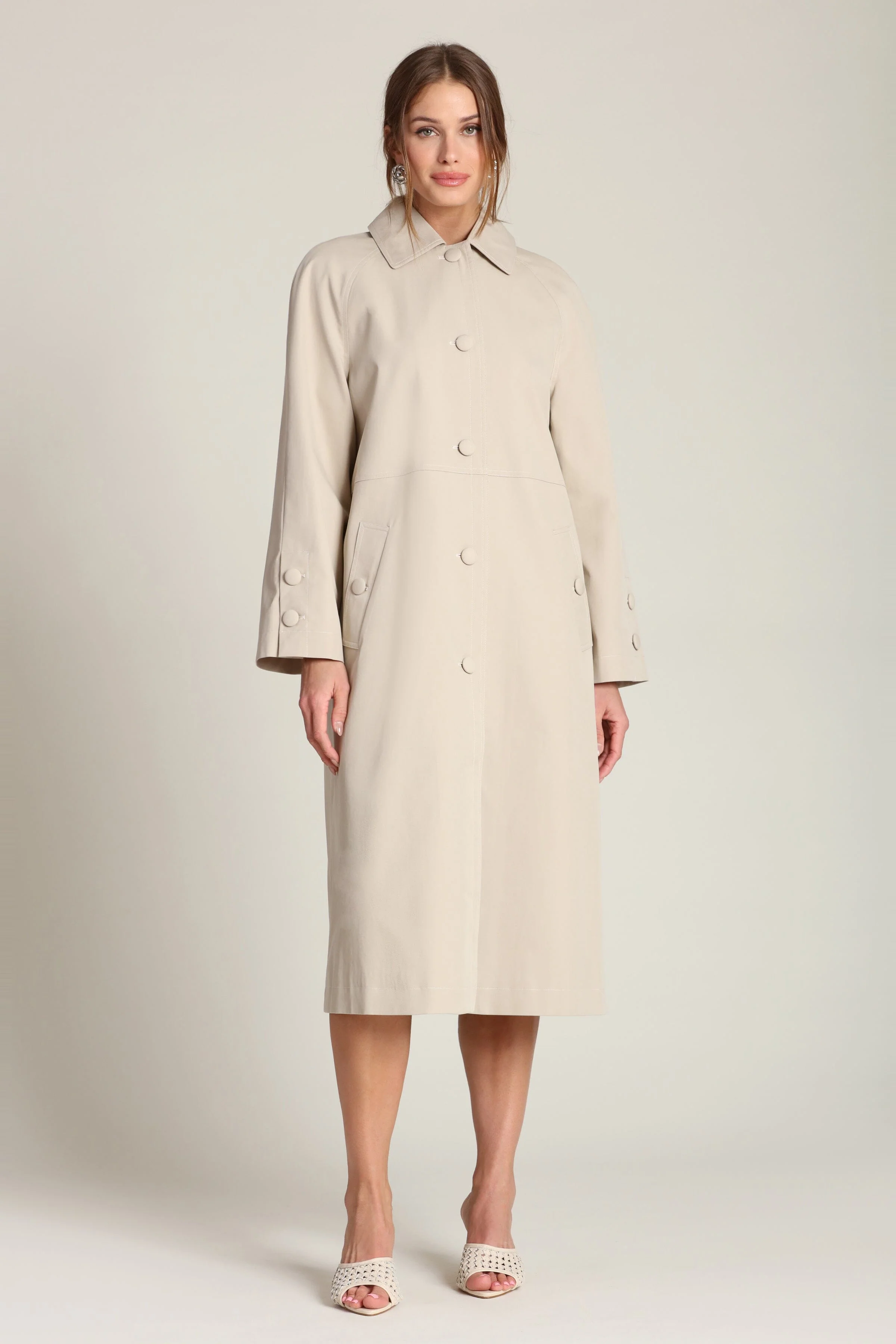Cotton Blend Scarf Trench Coat - Image 5