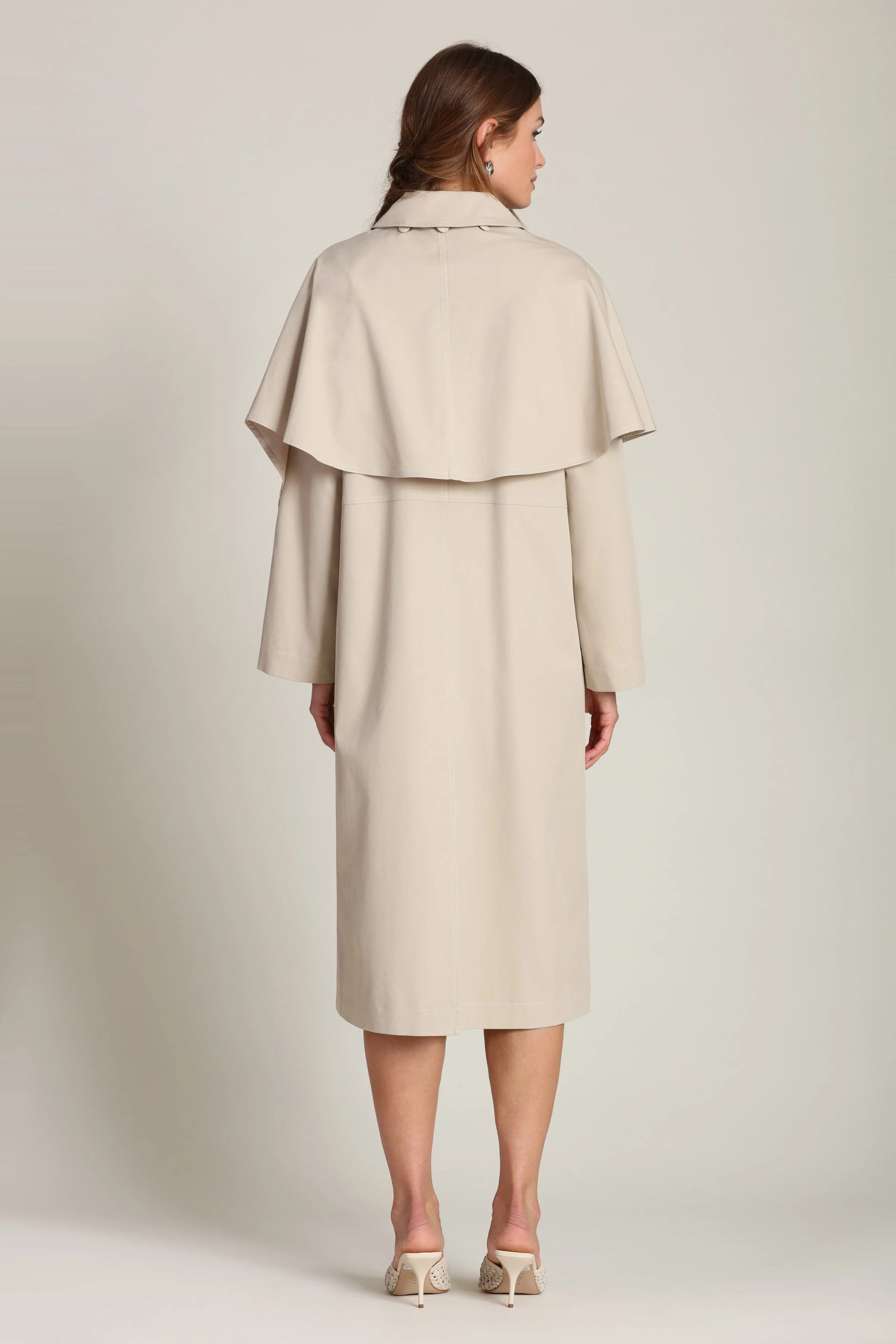 Cotton Blend Scarf Trench Coat - Image 7