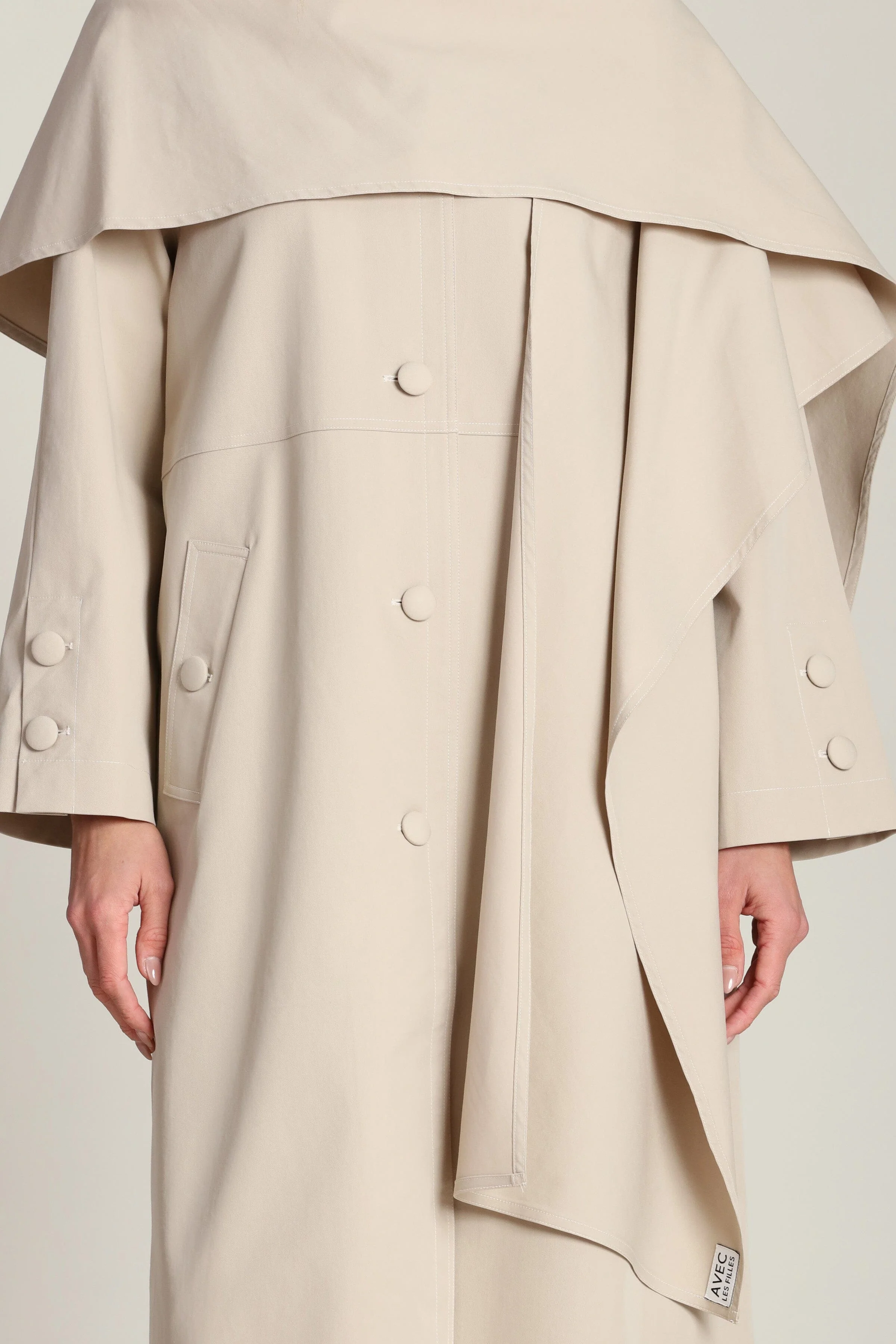 Cotton Blend Scarf Trench Coat - Image 9