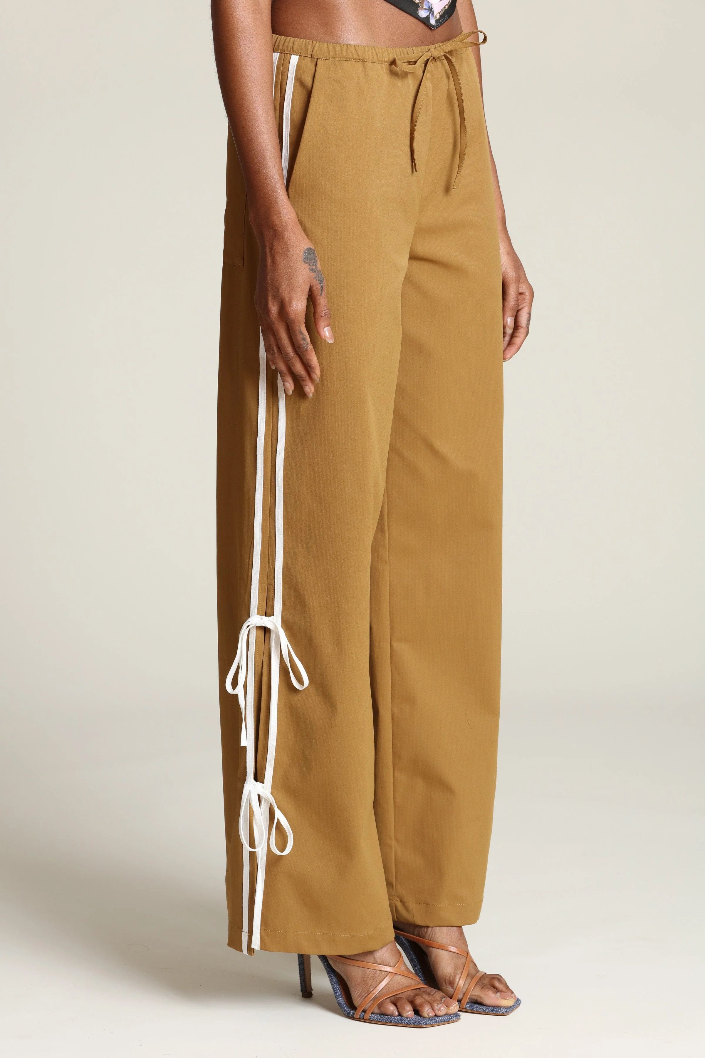 Side Tie Wide Leg Track Pants - Image 4