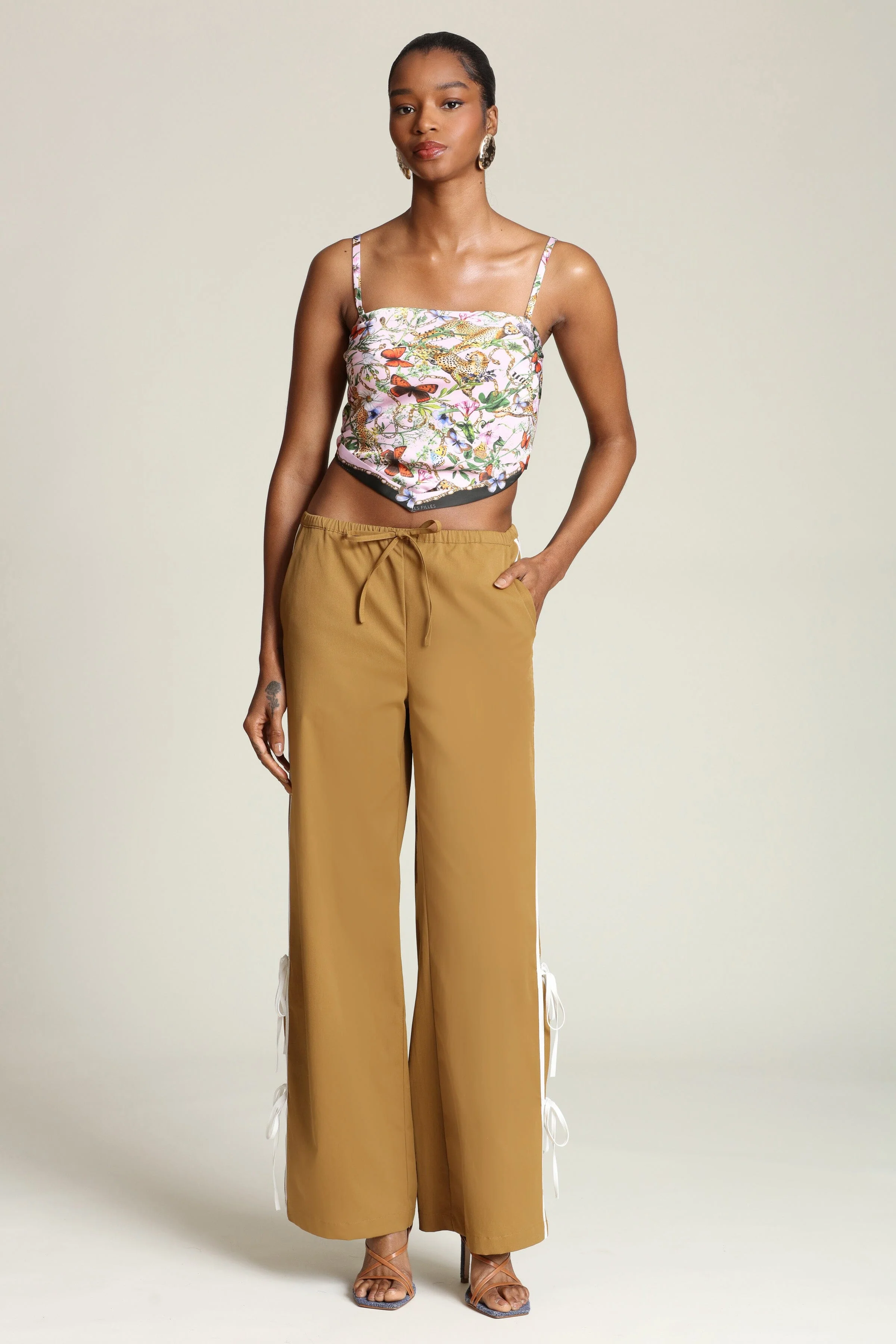 Side Tie Wide Leg Track Pants - Image 7