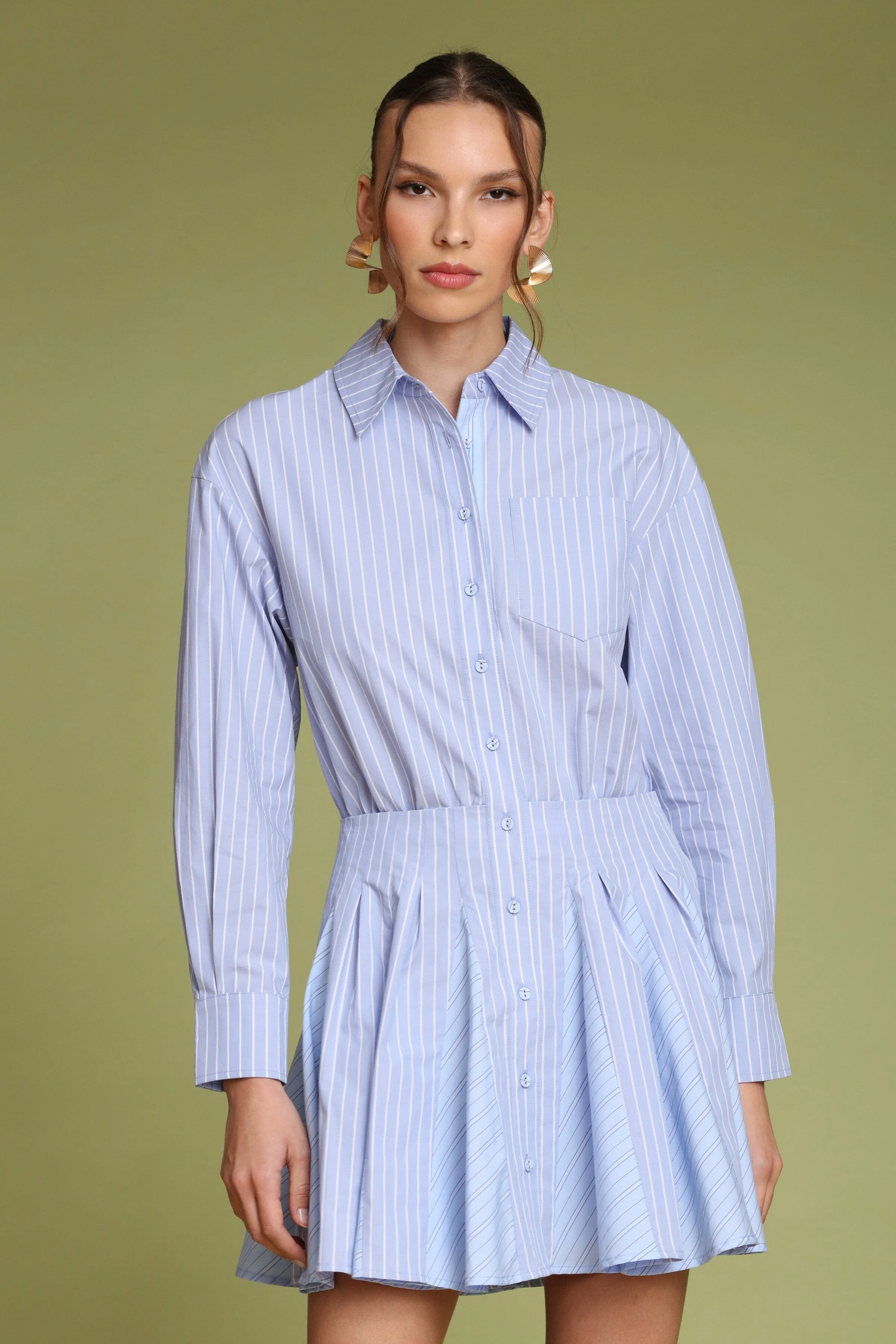 Striped Cotton Mini Shirt Dress - Image 3
