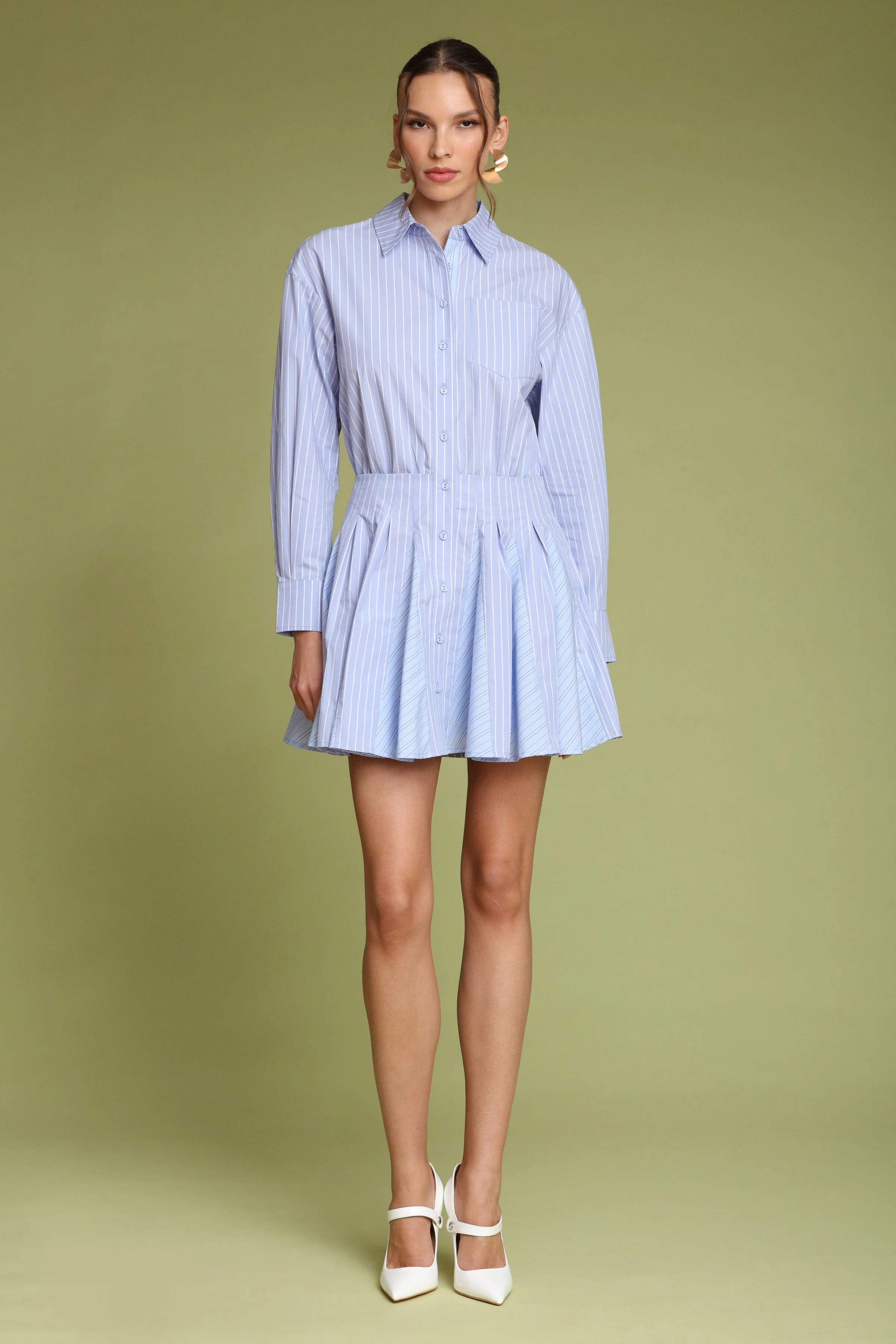 Striped Cotton Mini Shirt Dress - Image 4