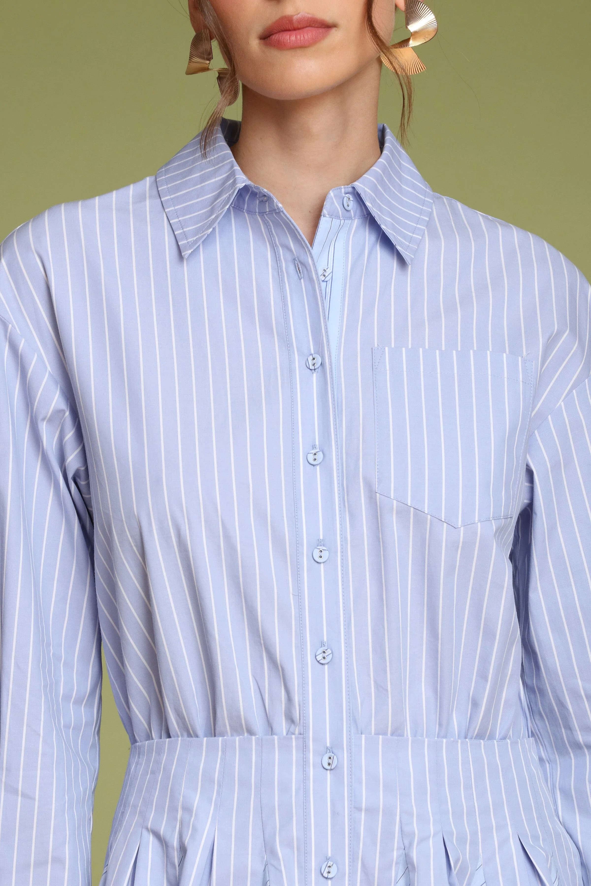 Striped Cotton Mini Shirt Dress - Image 7