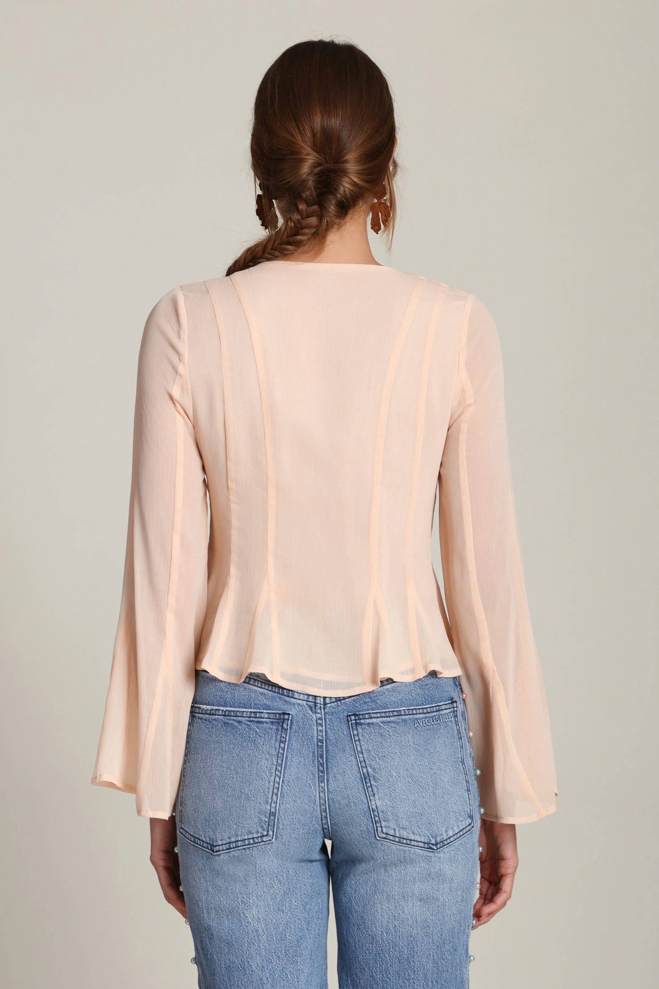 Lace Up Chiffon Blouse - Image 5