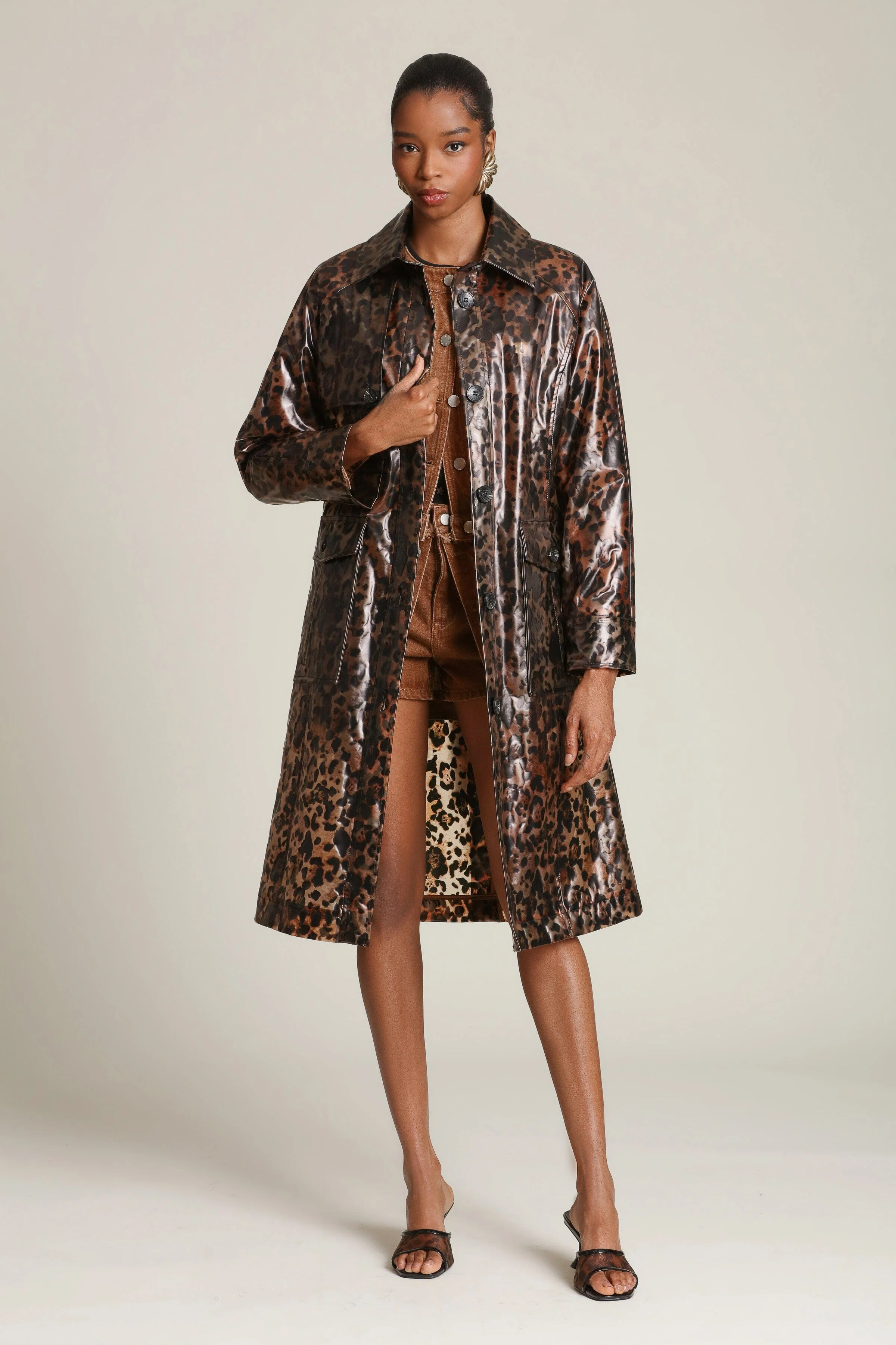 Leopard Rain Trench Coat - Image 3