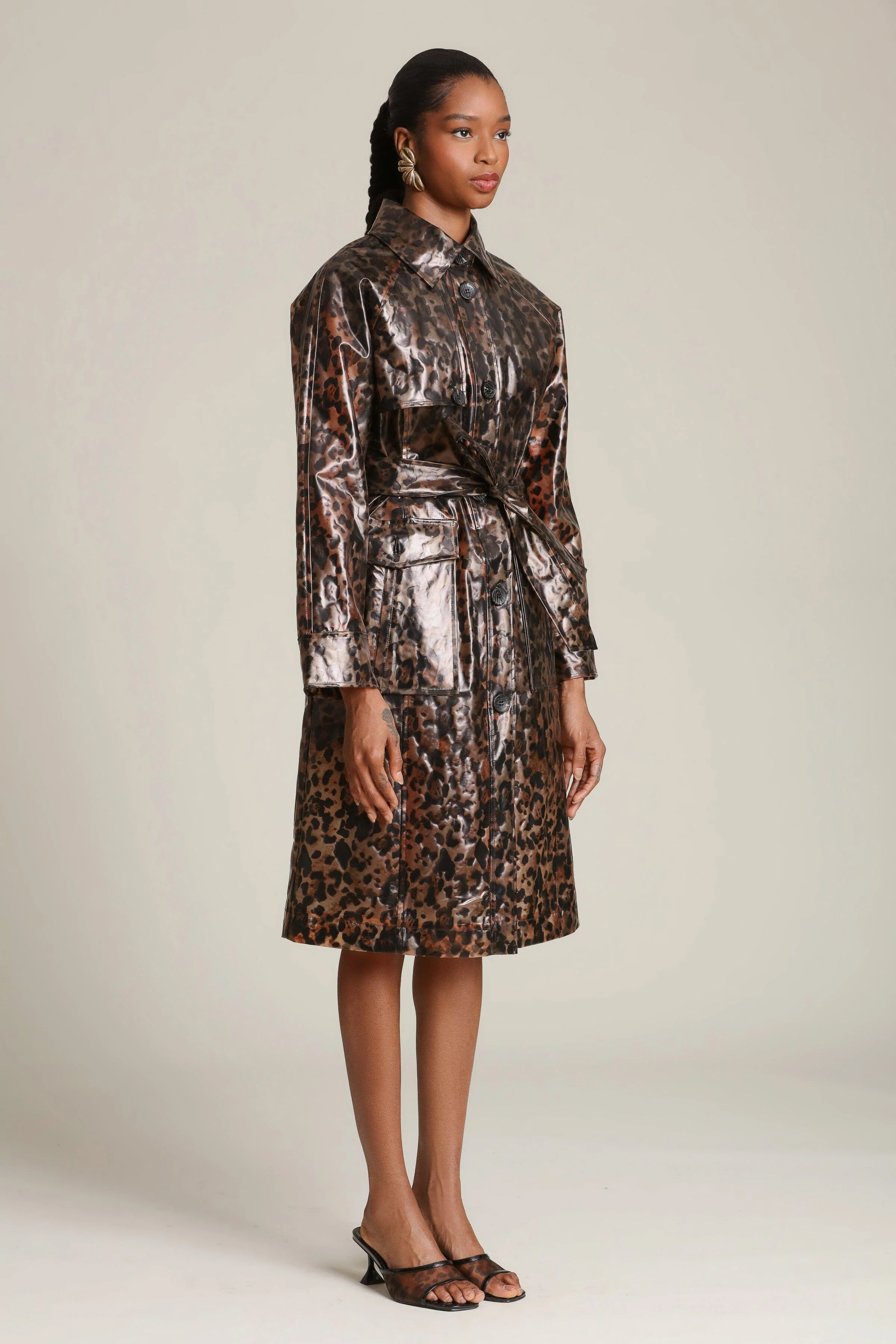 Leopard Rain Trench Coat - Image 6