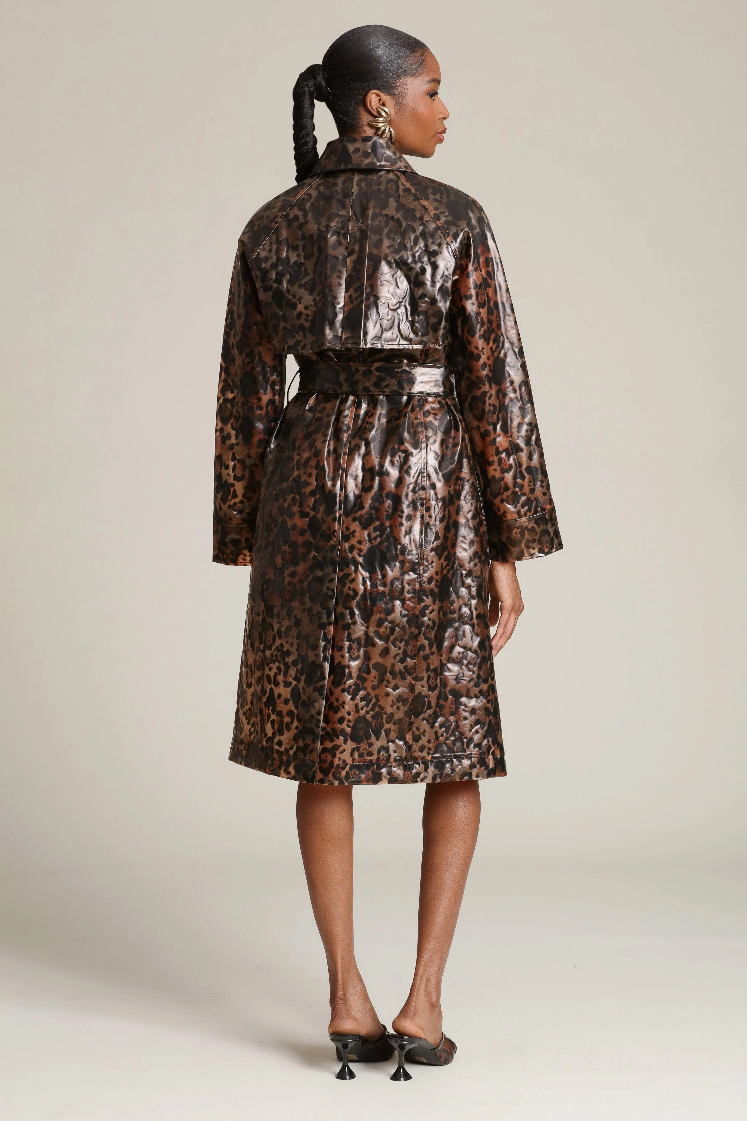 Leopard Rain Trench Coat - Image 7