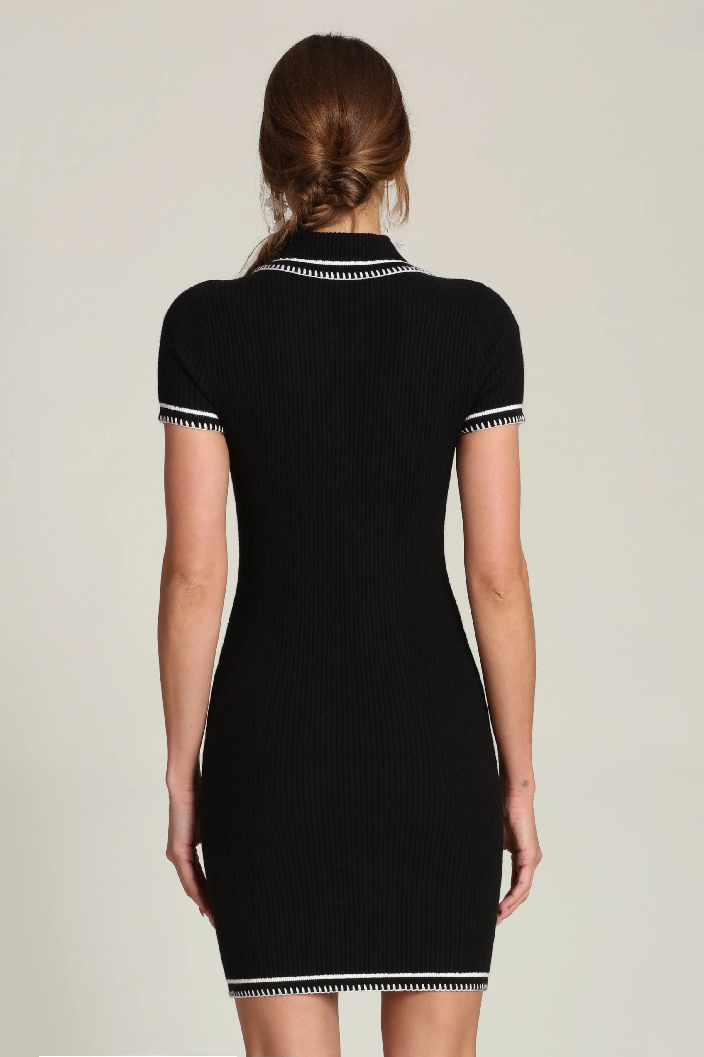 Contrast Stitch Polo Knit Mini Dress - Image 8