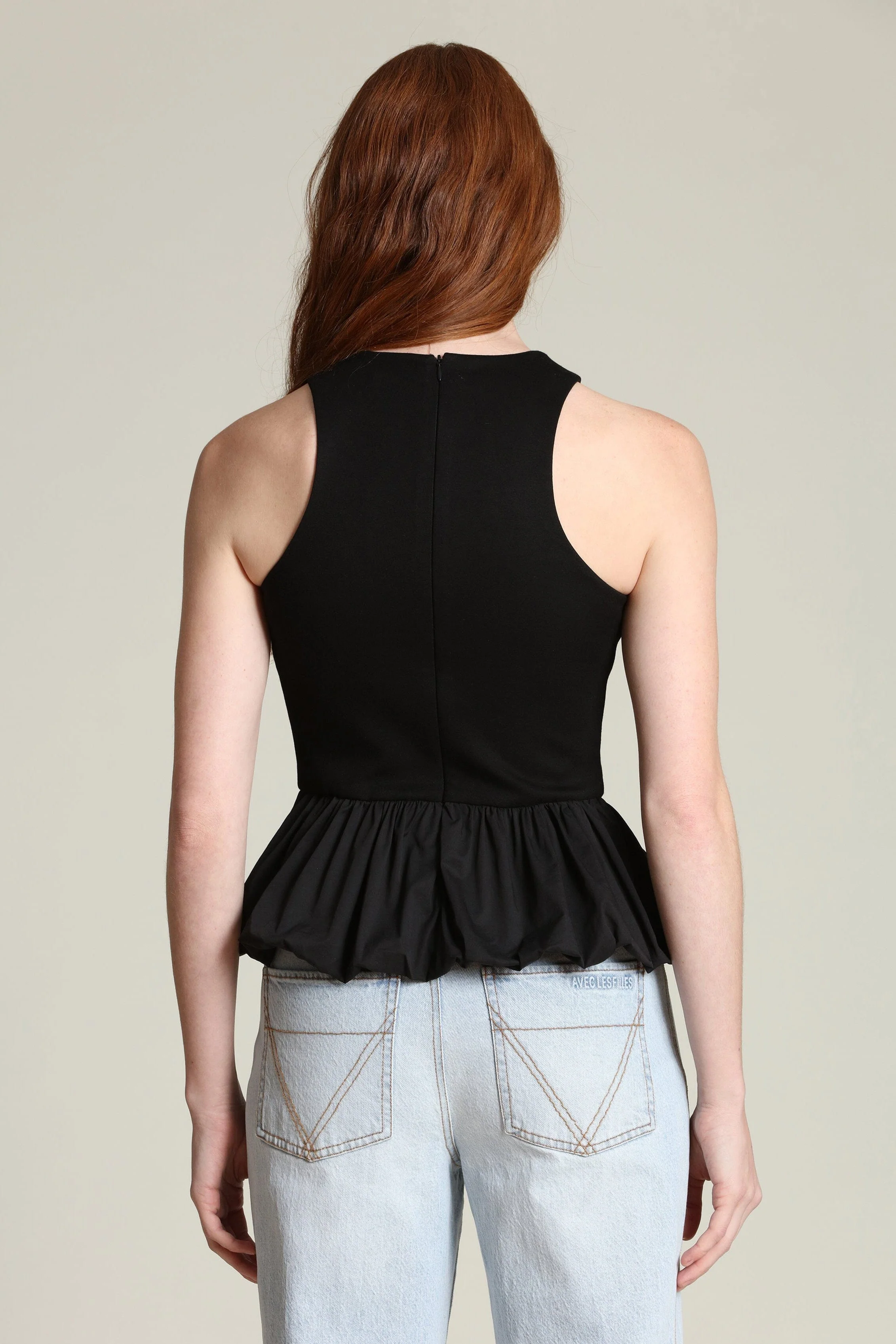 Mixed Media Peplum Tank Top - Image 5