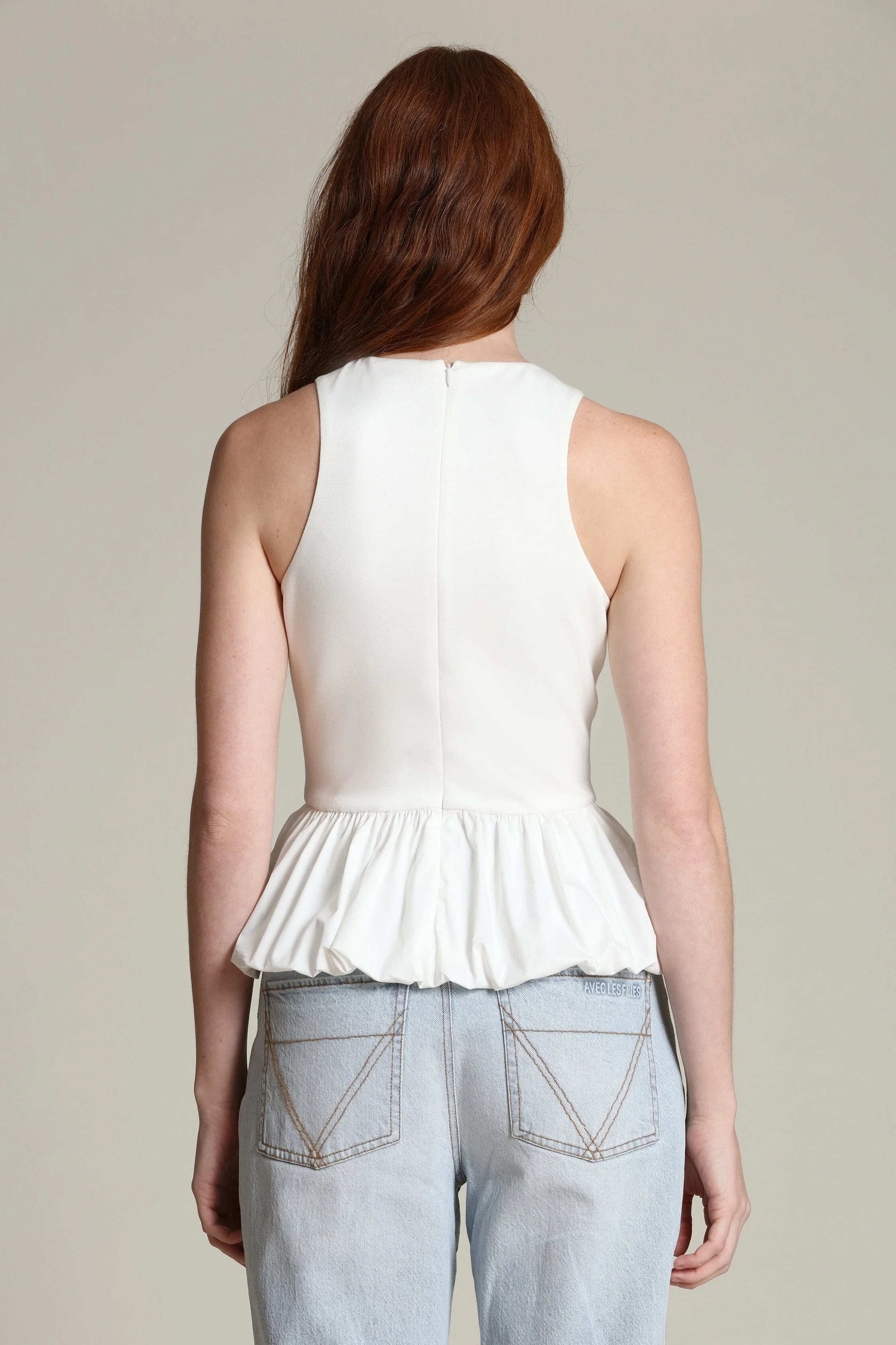 Mixed Media Peplum Tank Top - Image 5