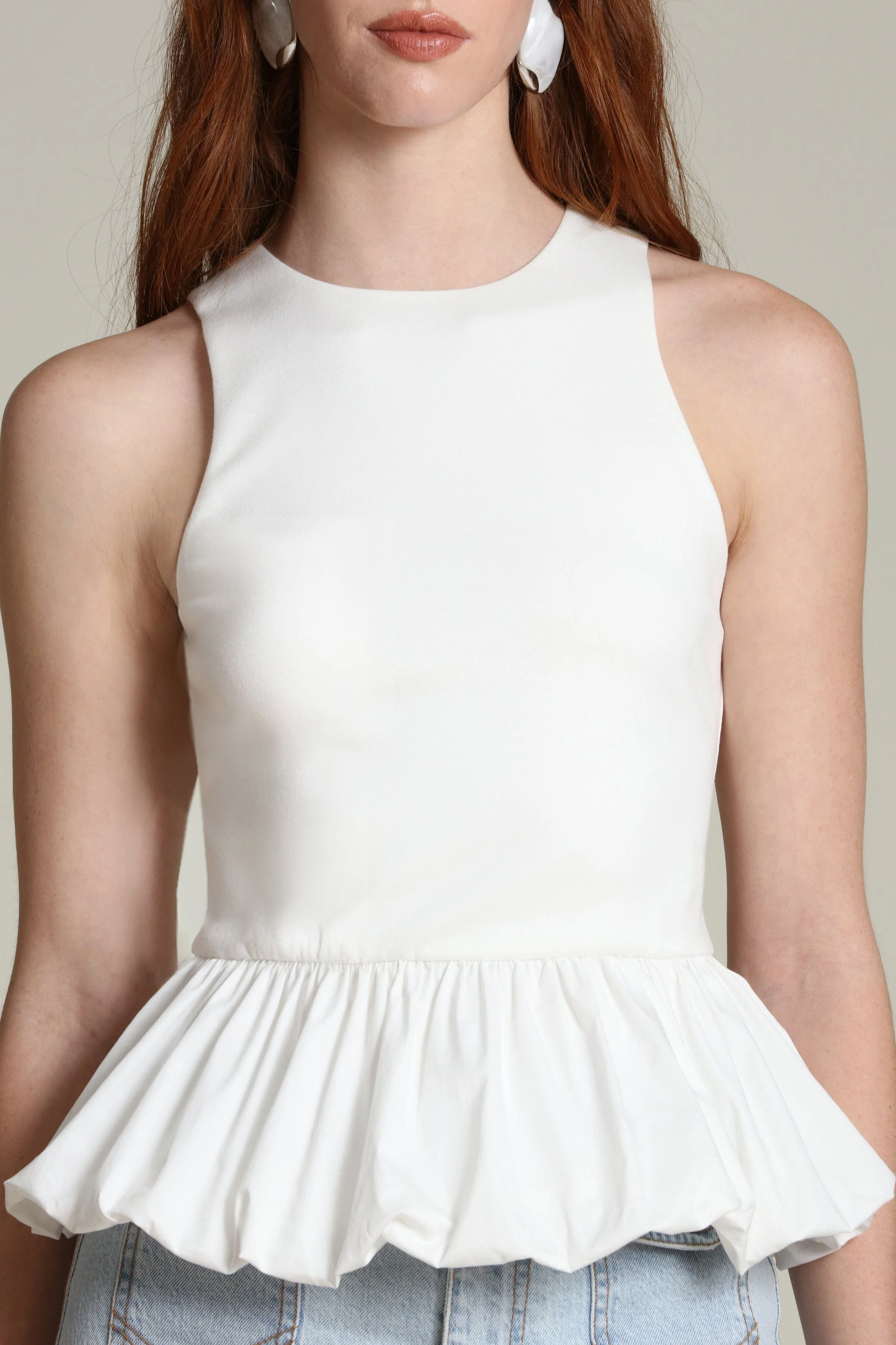 Mixed Media Peplum Tank Top - Image 6