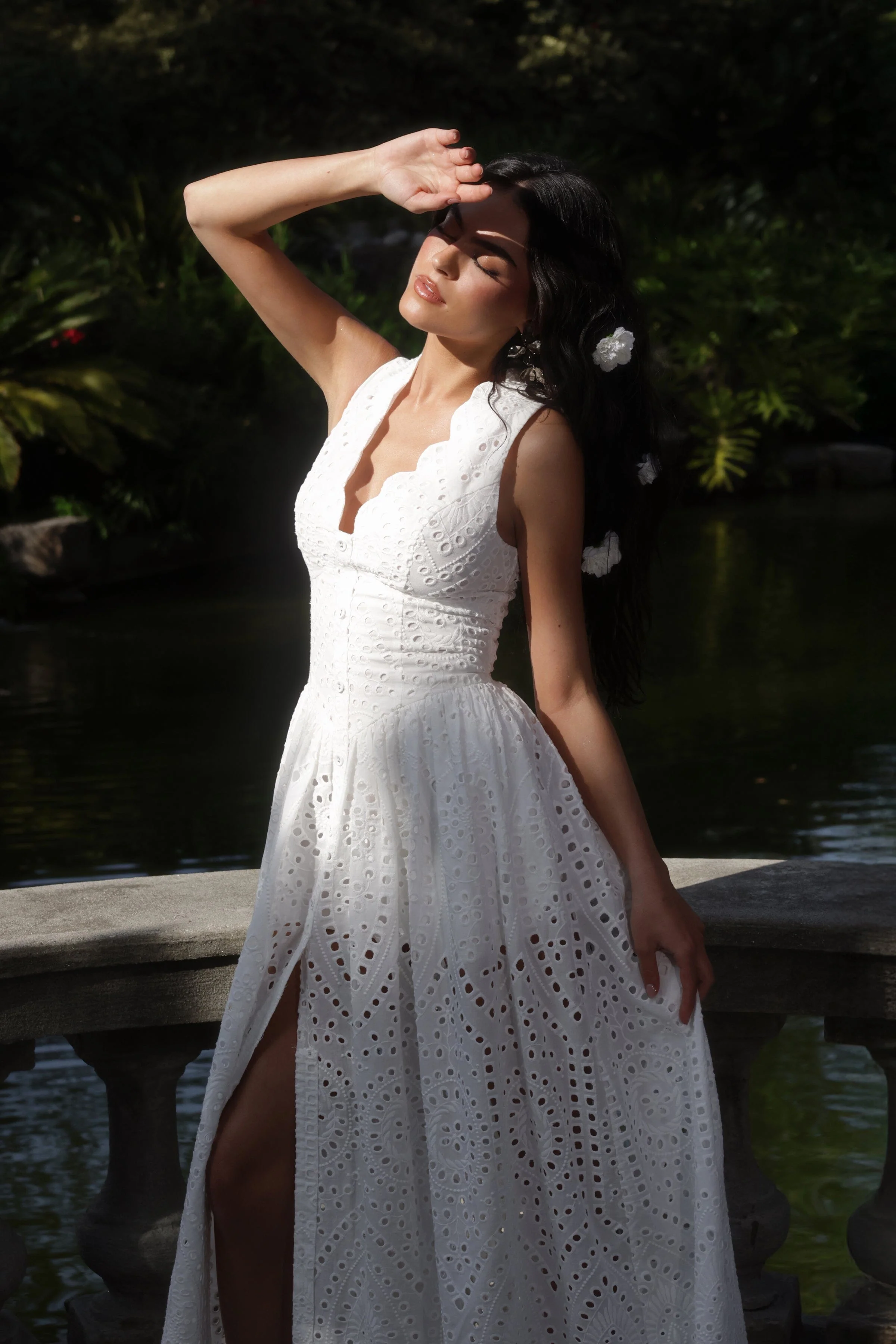 Broderie Anglaise Cotton Midi Dress - Image 4