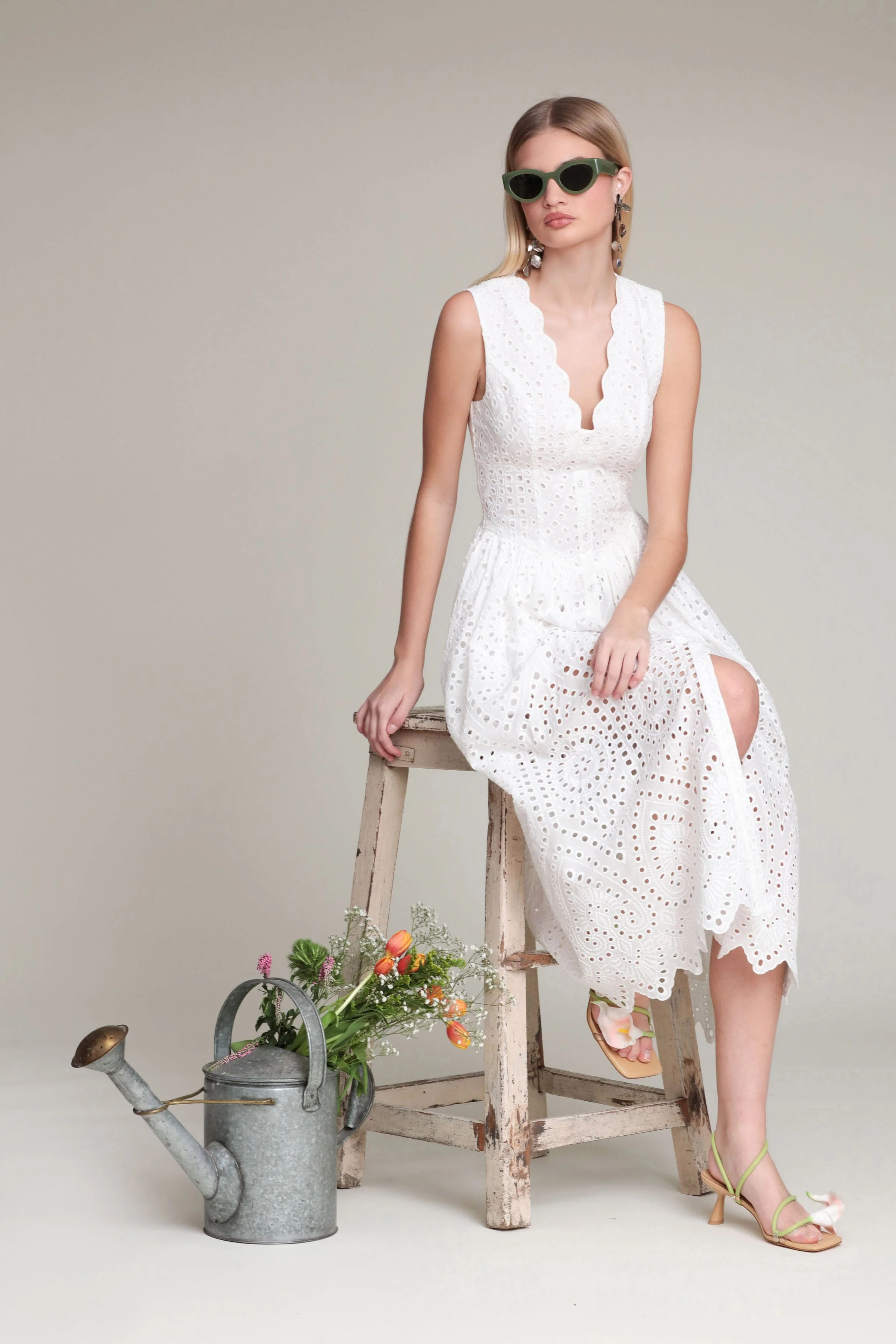 Broderie Anglaise Cotton Midi Dress - Image 5