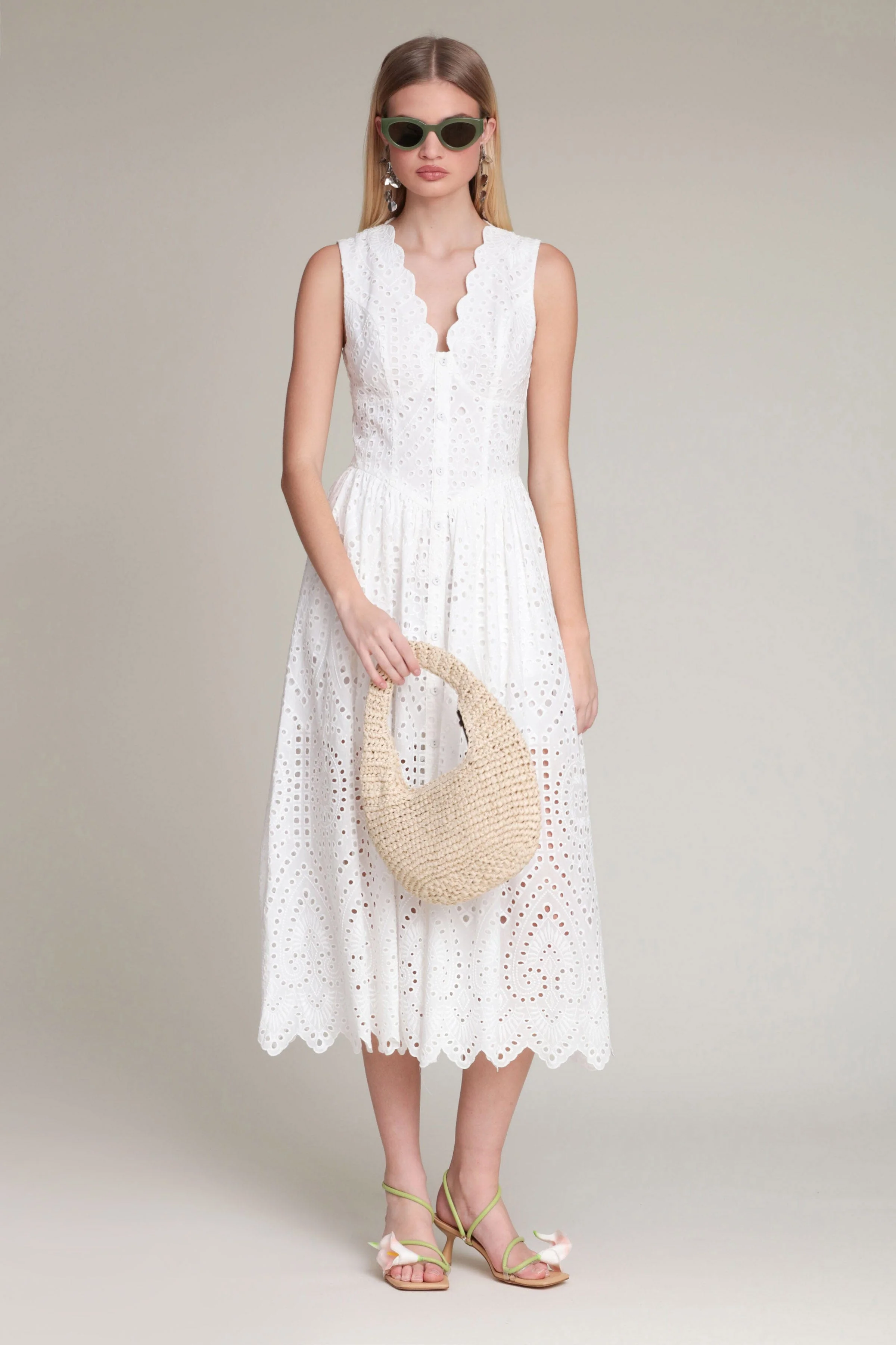 Broderie Anglaise Cotton Midi Dress - Image 6