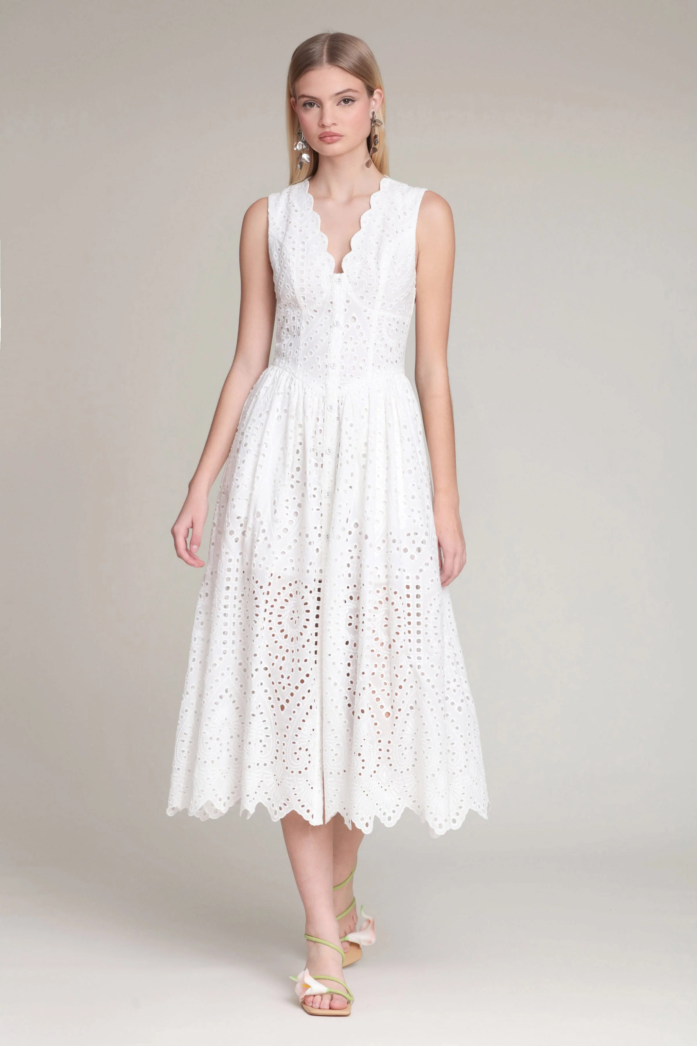 Broderie Anglaise Cotton Midi Dress - Image 7