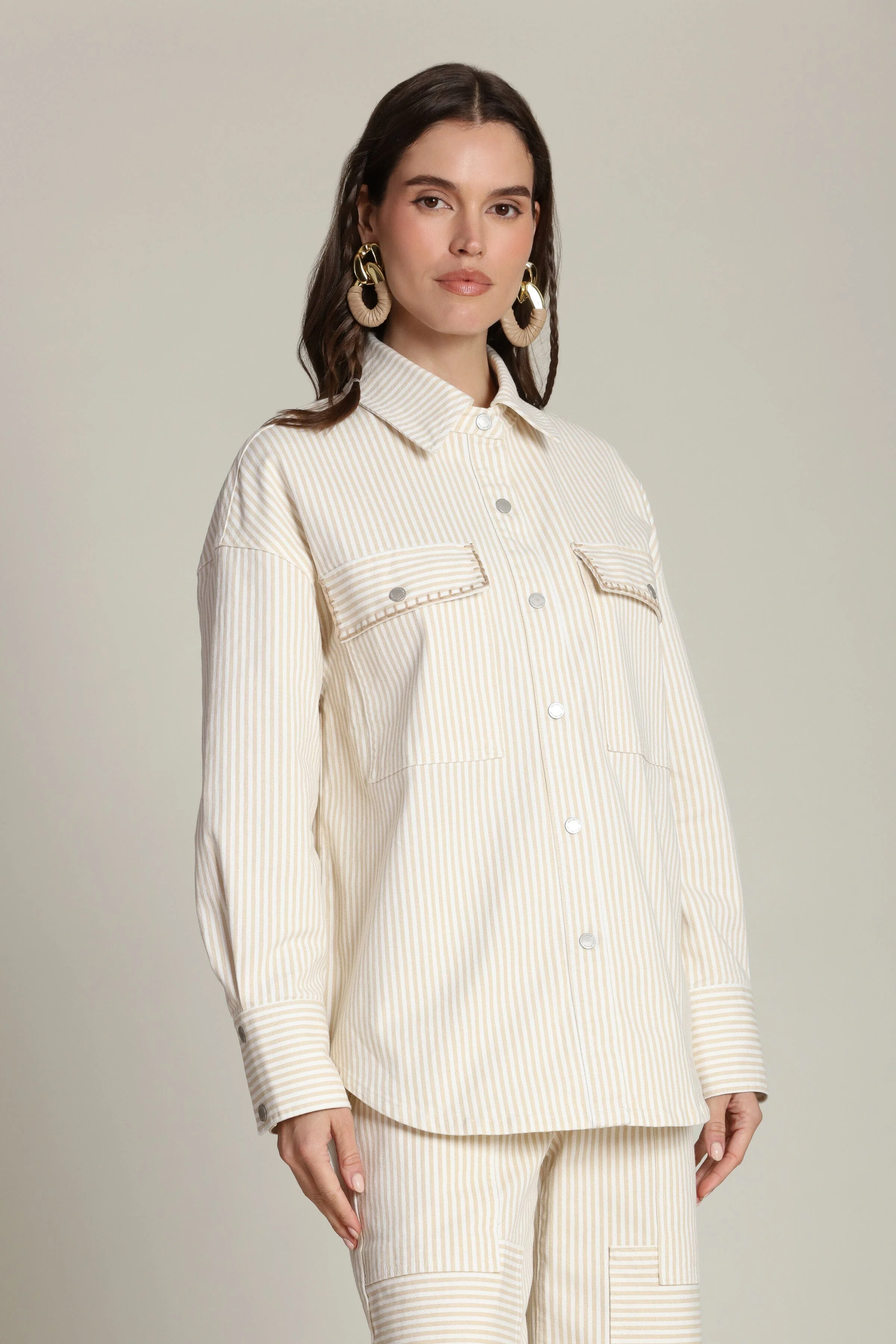 Striped Cotton Shirt Jacket - Image 5