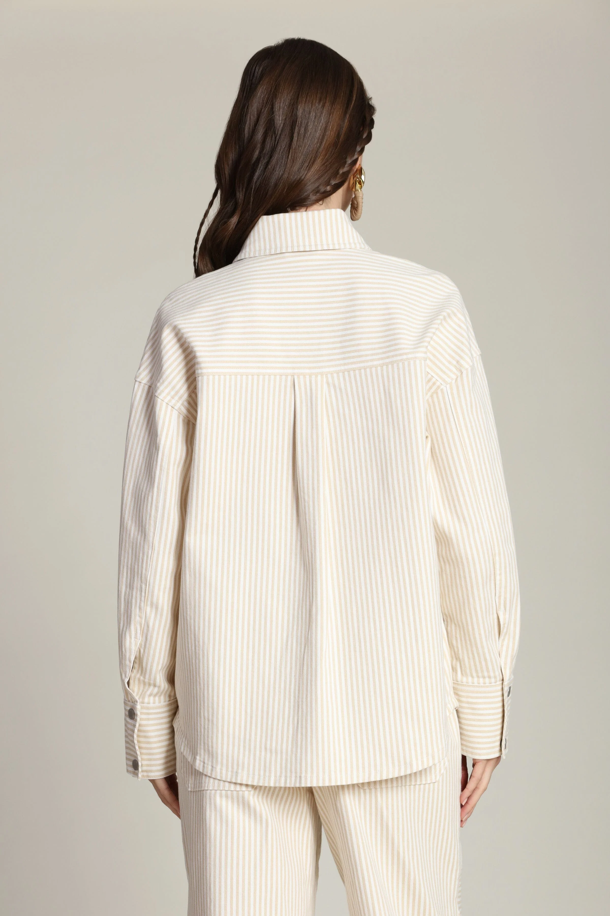 Striped Cotton Shirt Jacket - Image 6