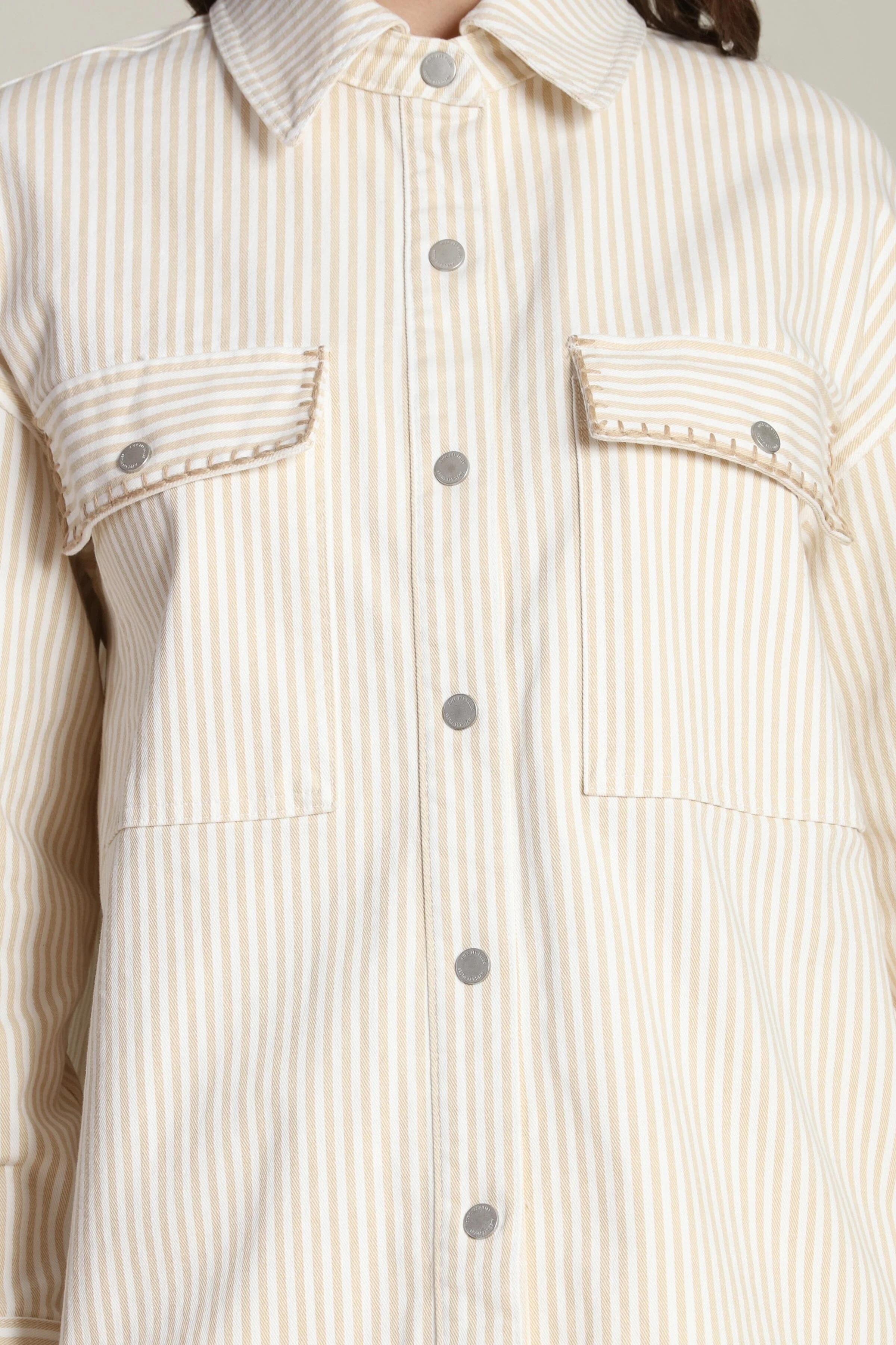 Striped Cotton Shirt Jacket - Image 7