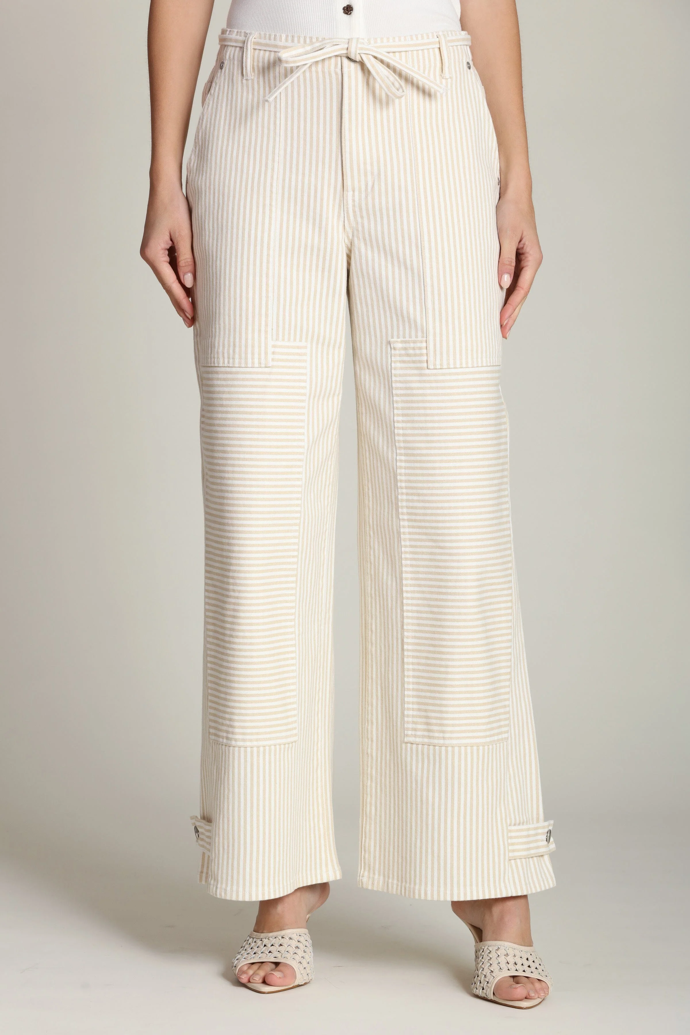 Striped Cotton Convertible Wide Leg Pant - Image 3