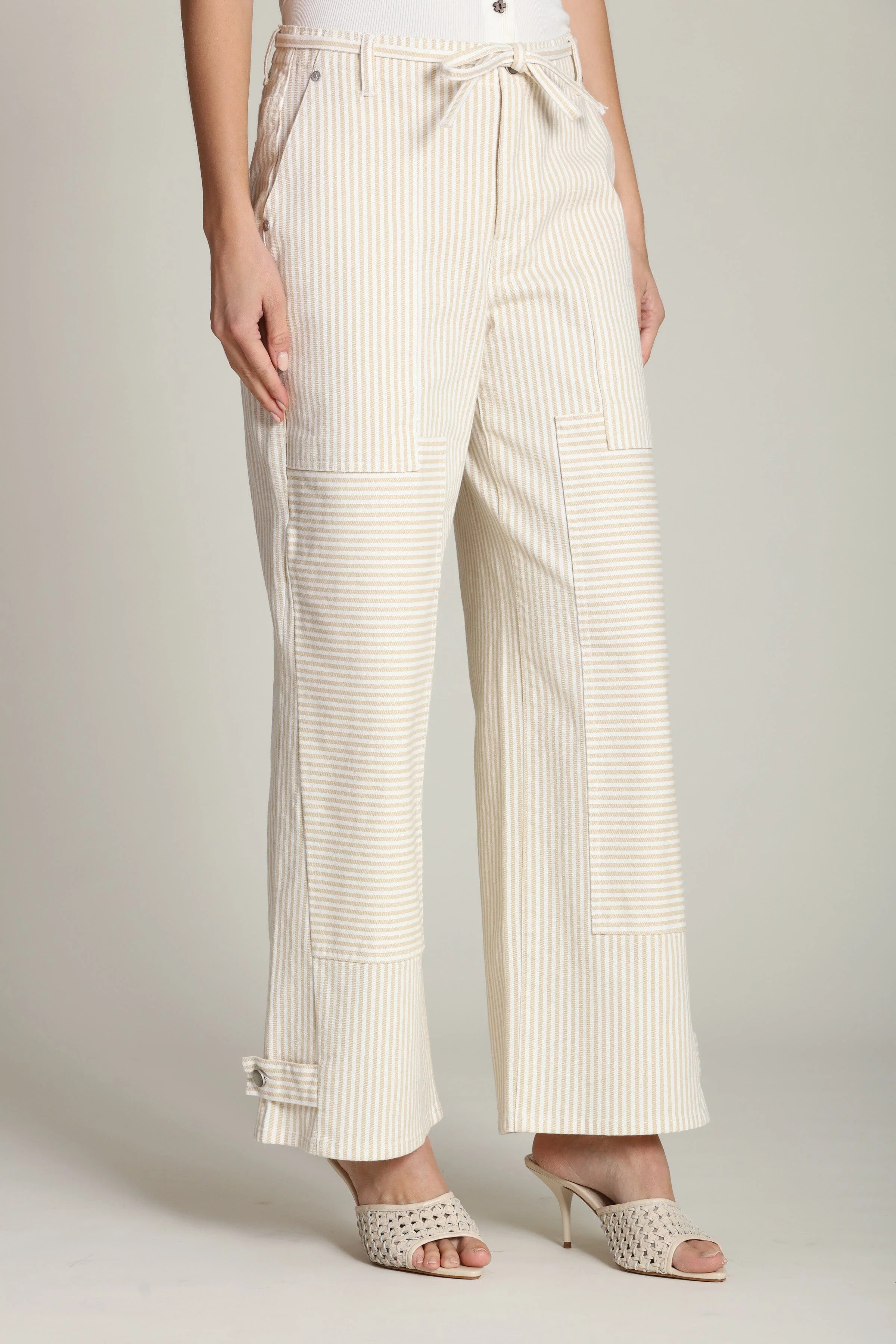 Striped Cotton Convertible Wide Leg Pant - Image 4