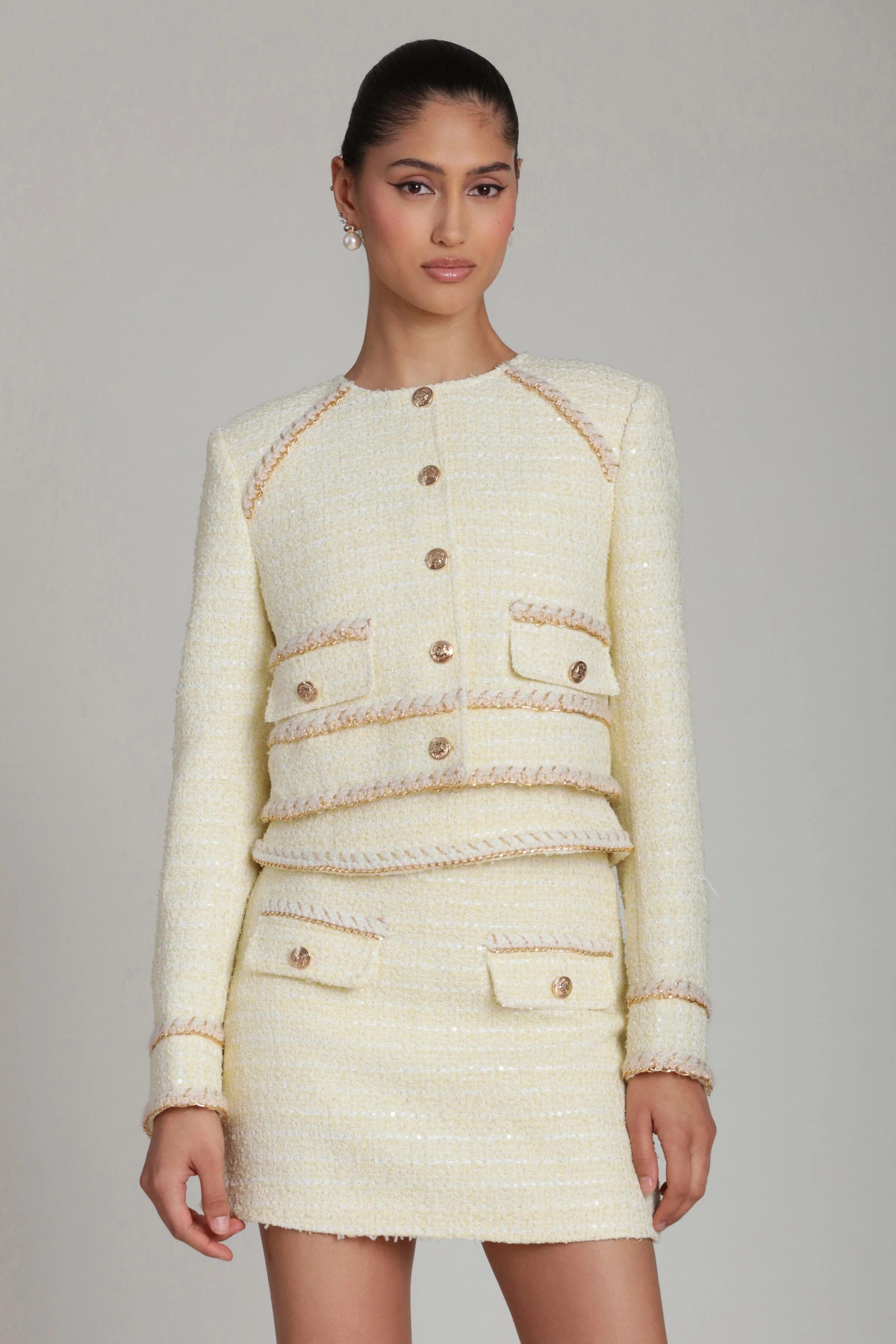 Tweed Chain Trim Jacket - Image 3