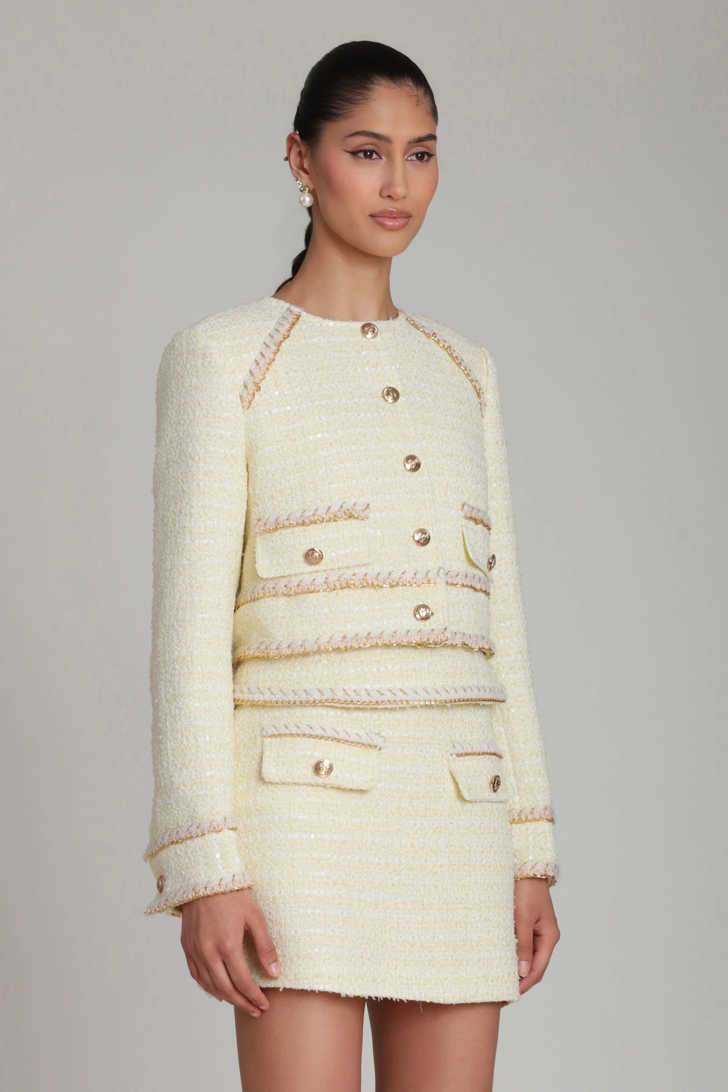 Tweed Chain Trim Jacket - Image 6