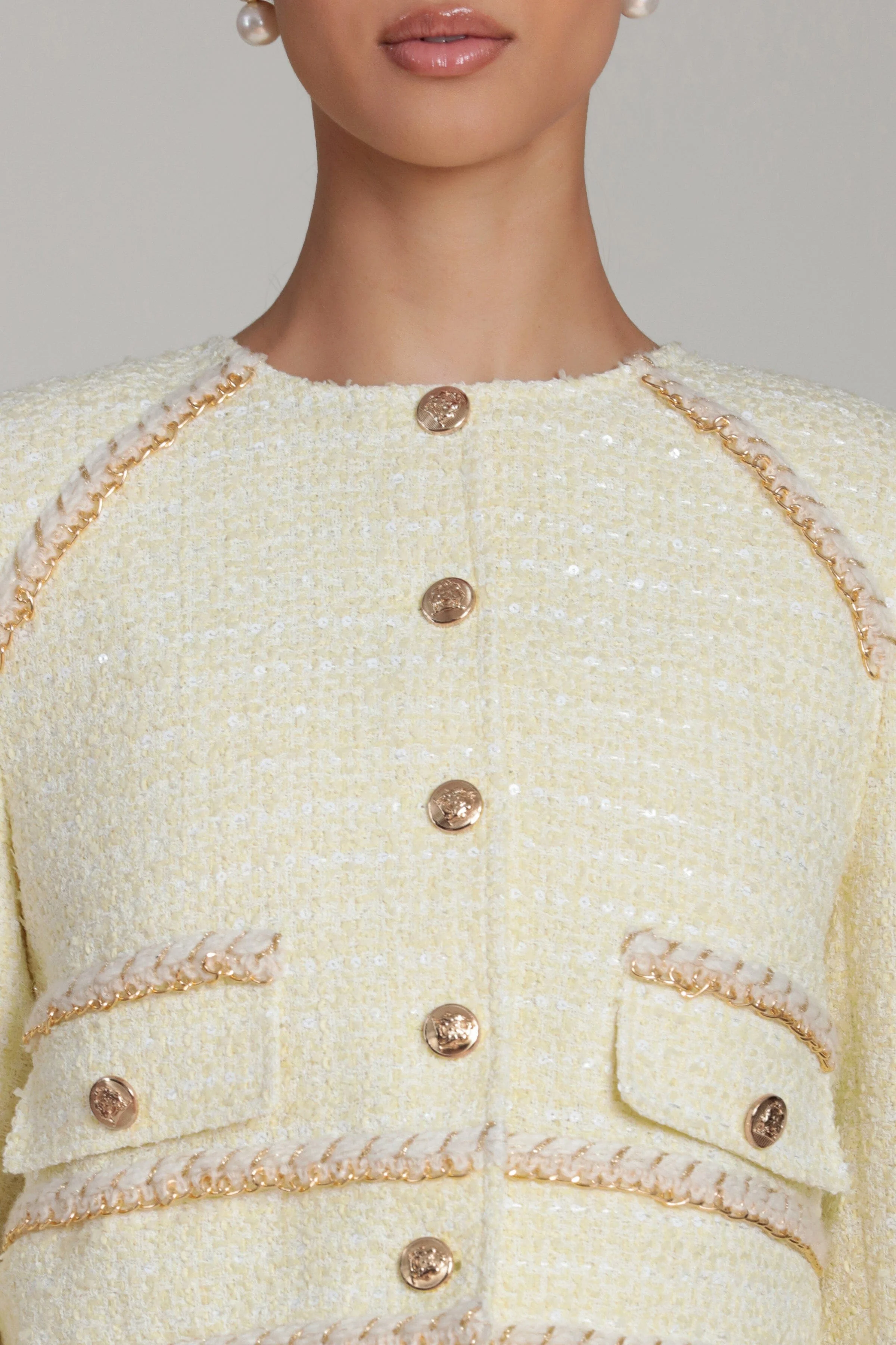 Tweed Chain Trim Jacket - Image 9