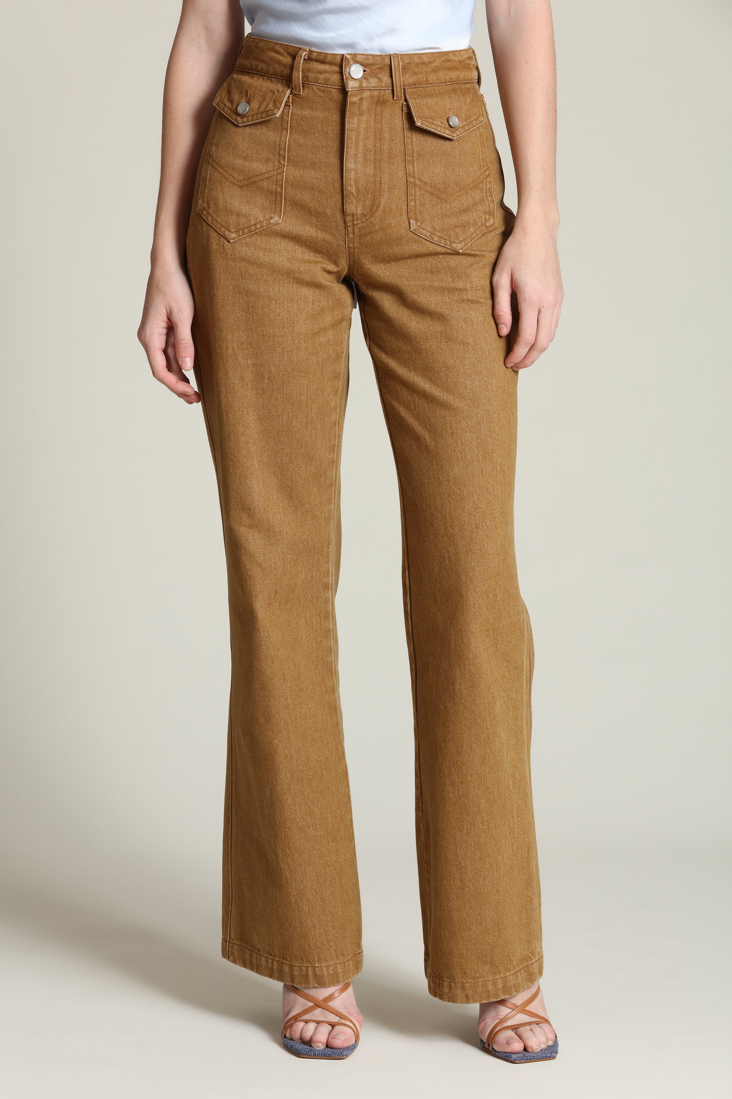 Patch Pocket Flare Jeans - Image 3