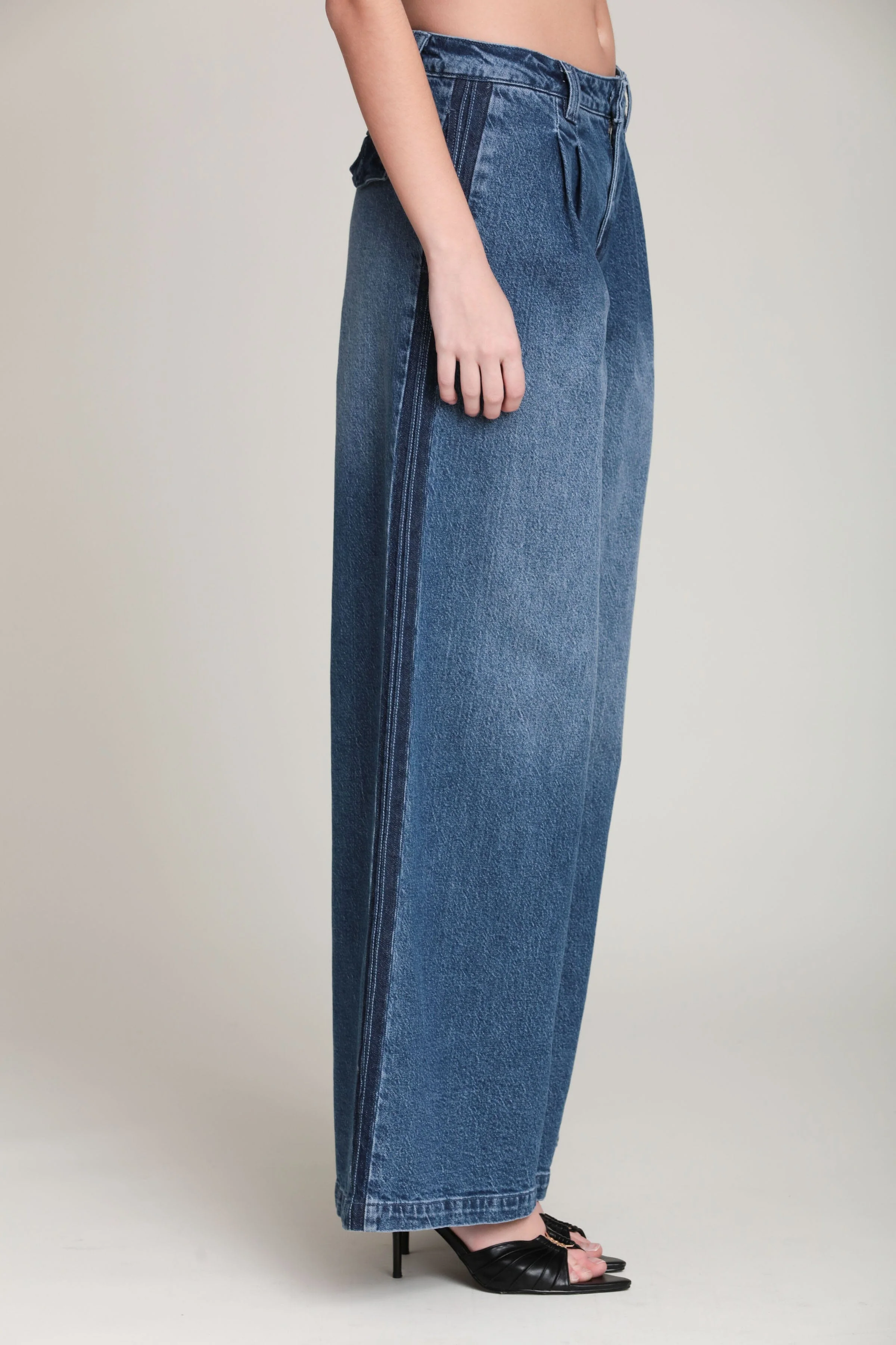 Side Stripe Wide Leg Jeans - Image 4