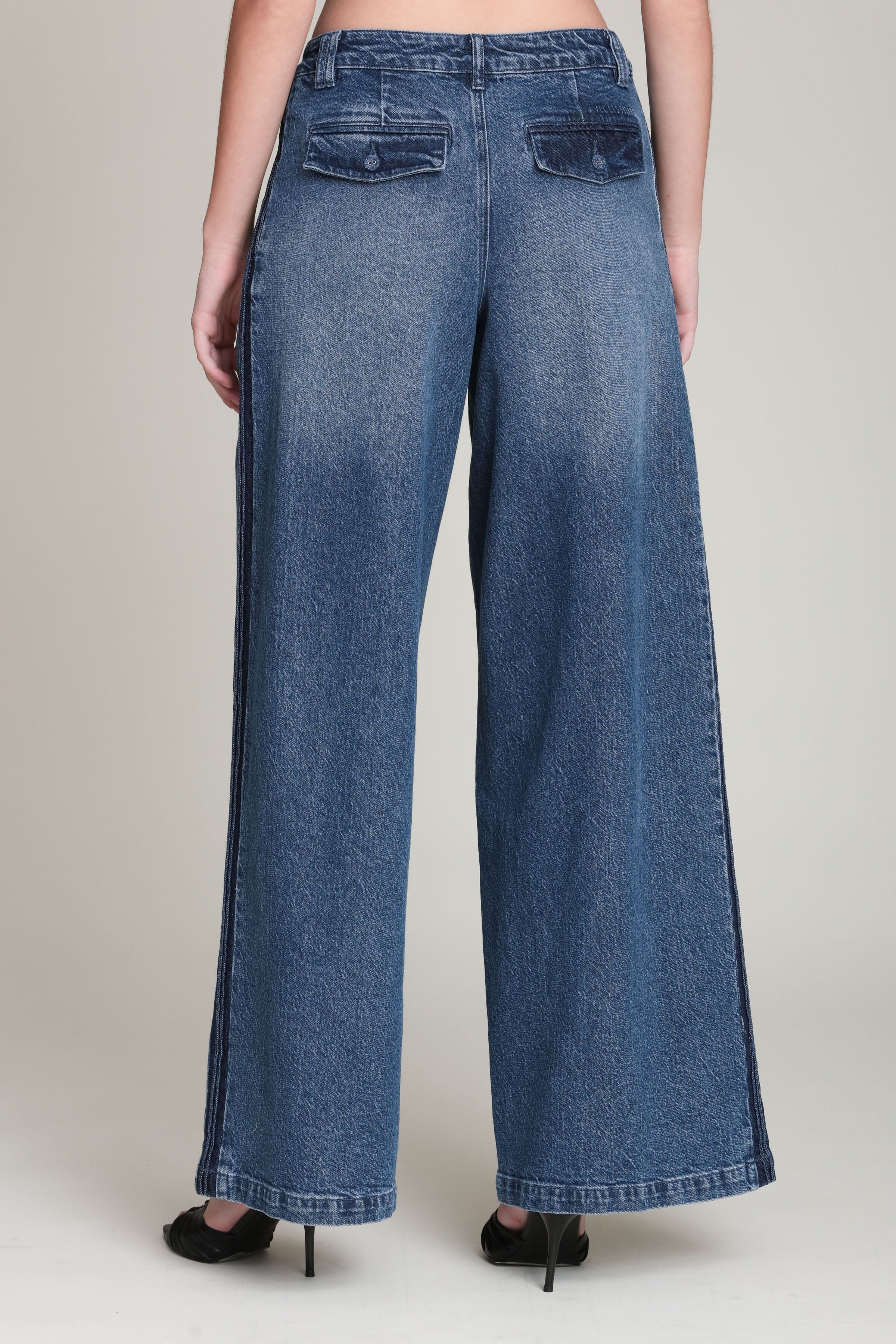 Side Stripe Wide Leg Jeans - Image 5