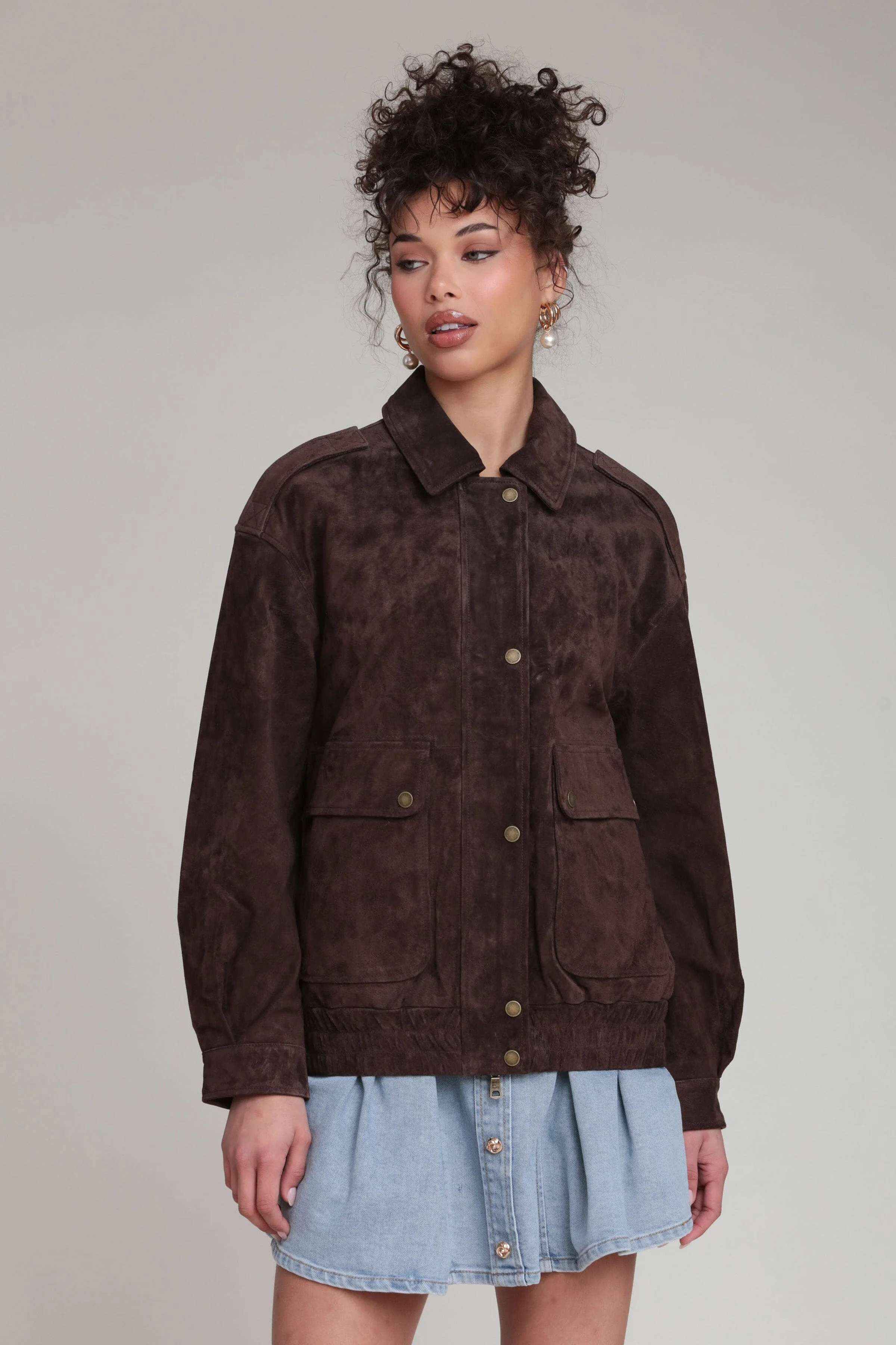 Genuine Suede Relaxed Bomber Jacket - Image 4