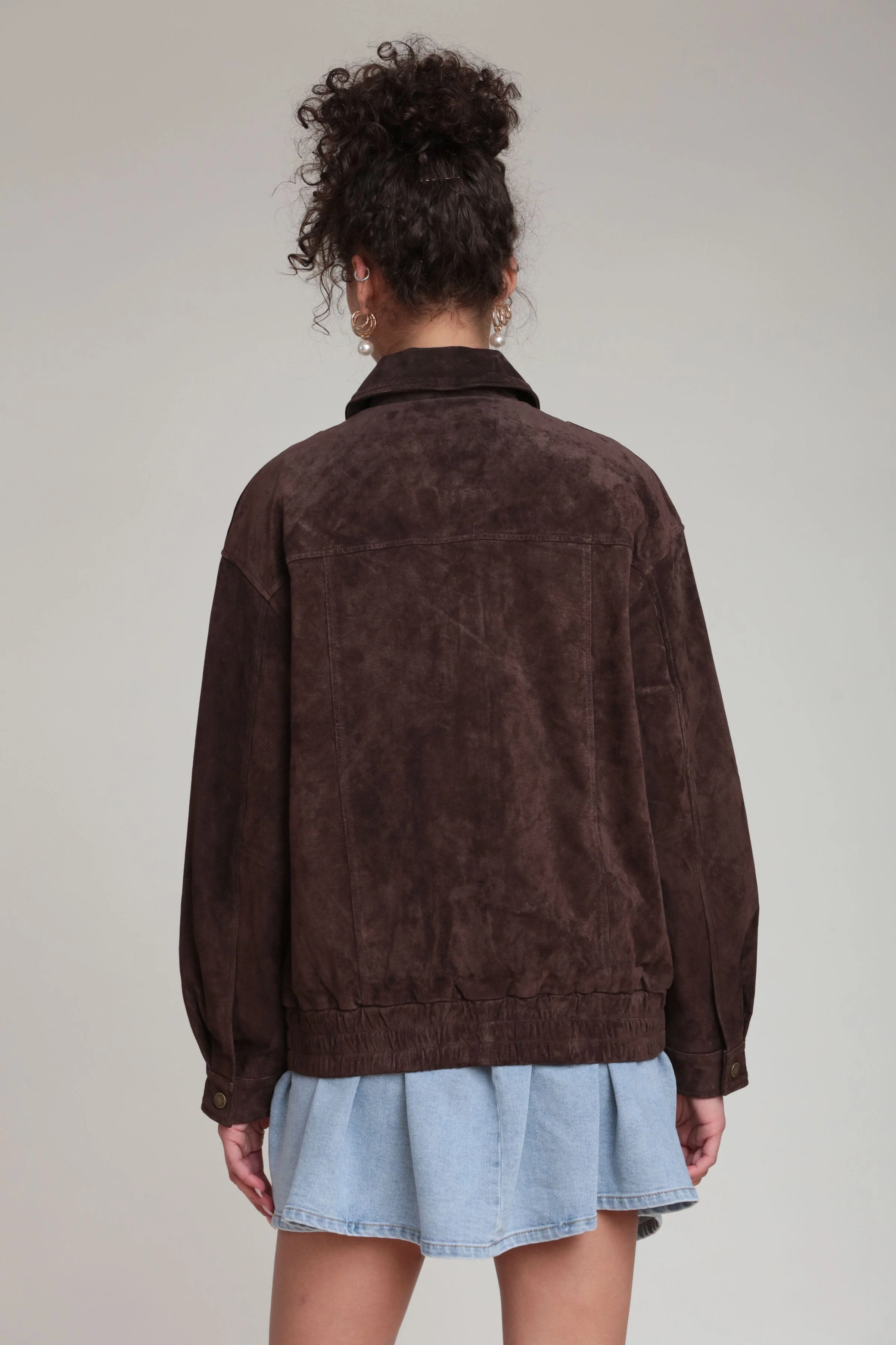 Genuine Suede Relaxed Bomber Jacket - Image 6
