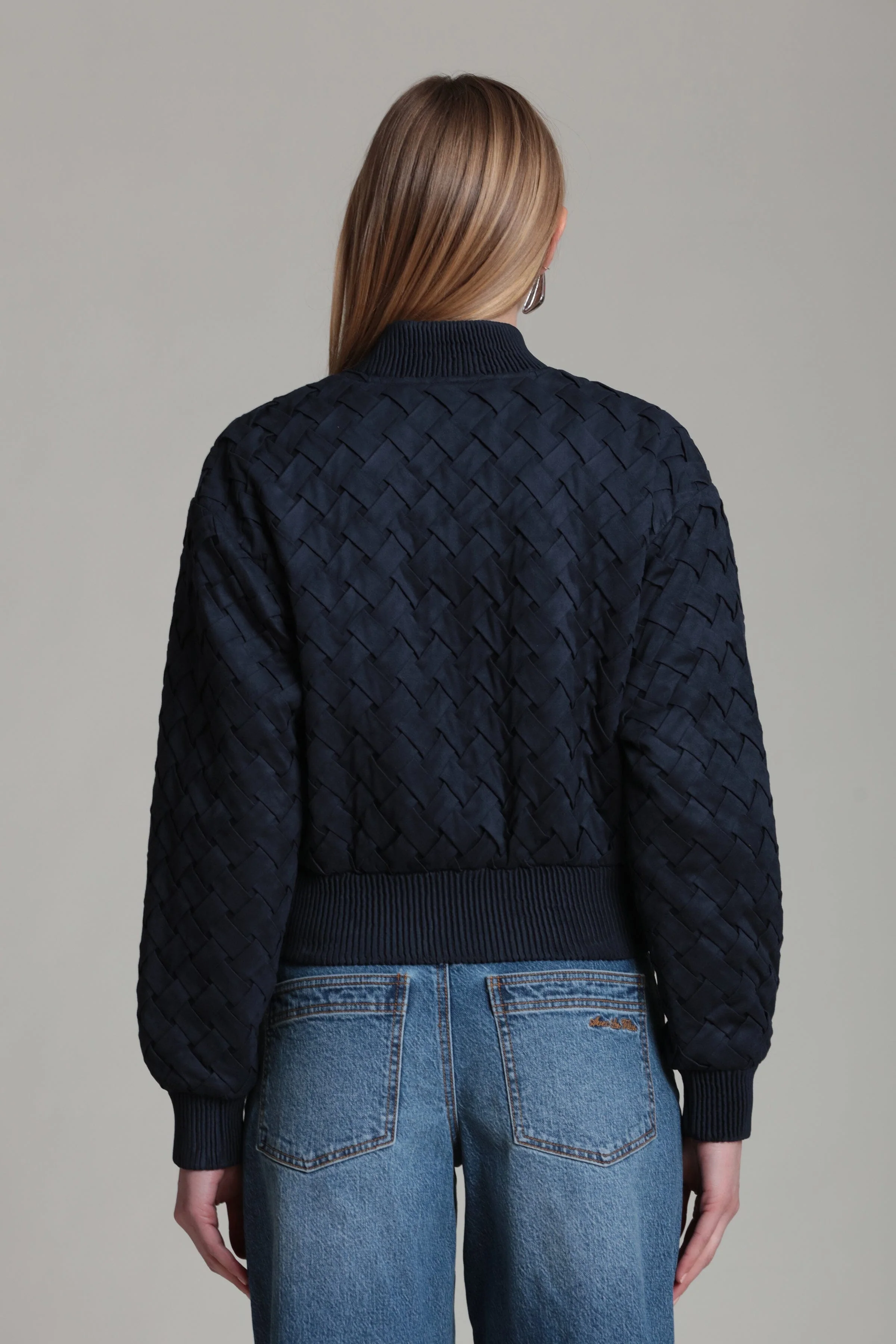 Faux Suede Woven Bomber Jacket - Image 6